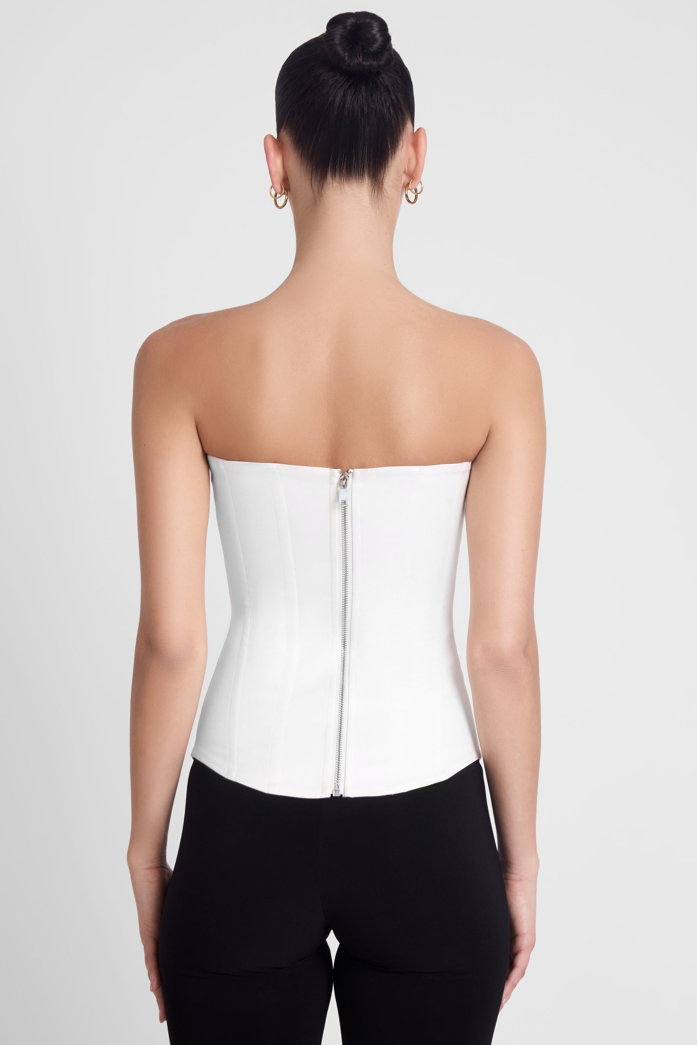 White Satin Corset Top - Sphynx Collection ICYBOO
