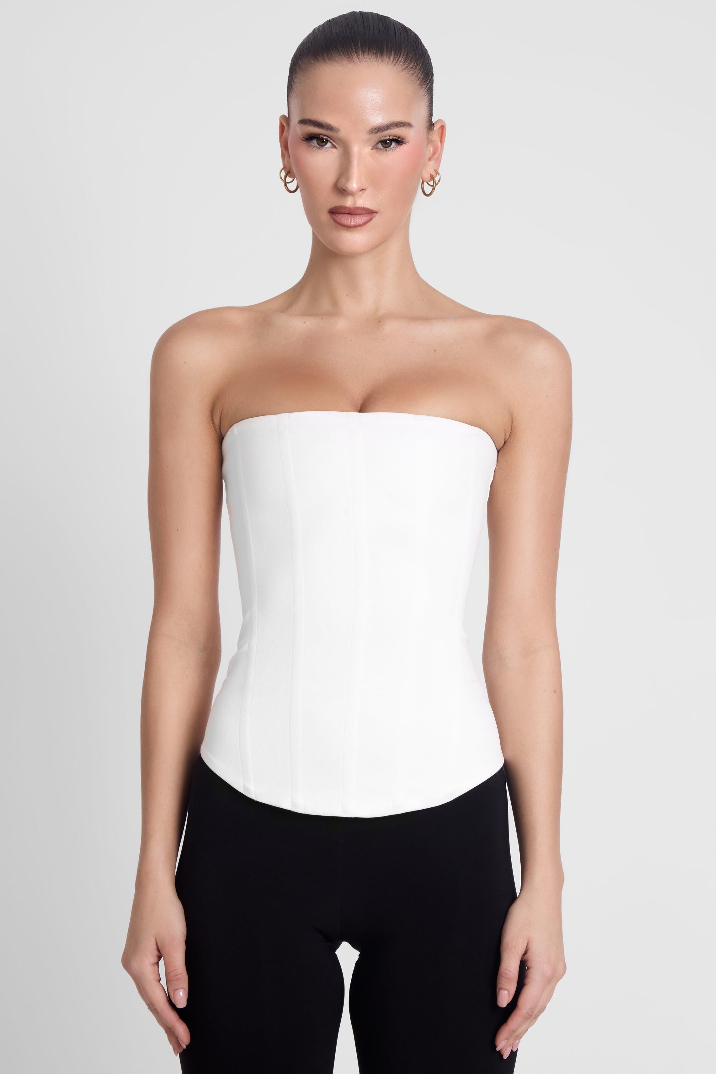 White Satin Corset Top - Sphynx Collection ICYBOO