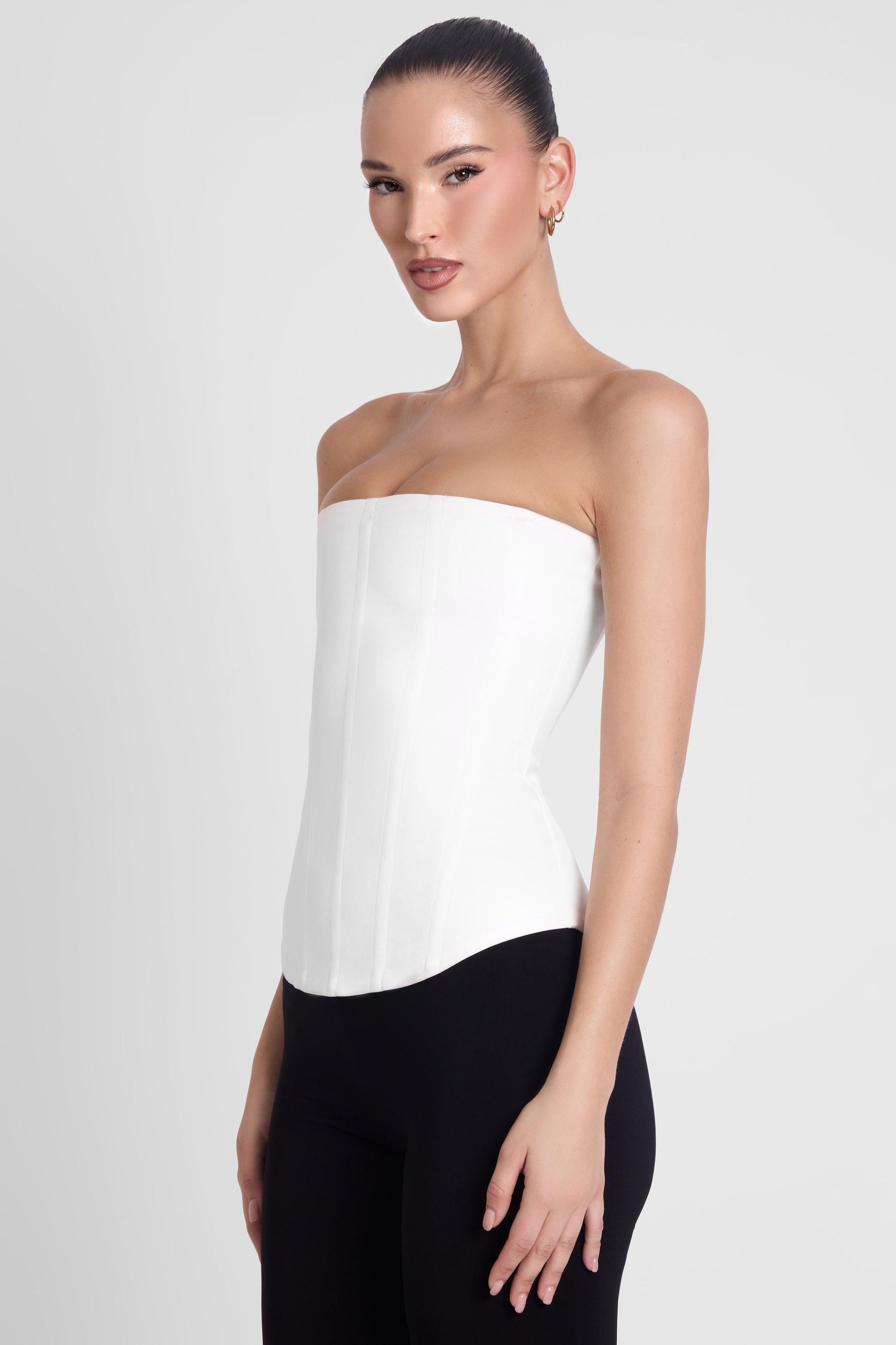 White Satin Corset Top - Sphynx Collection ICYBOO