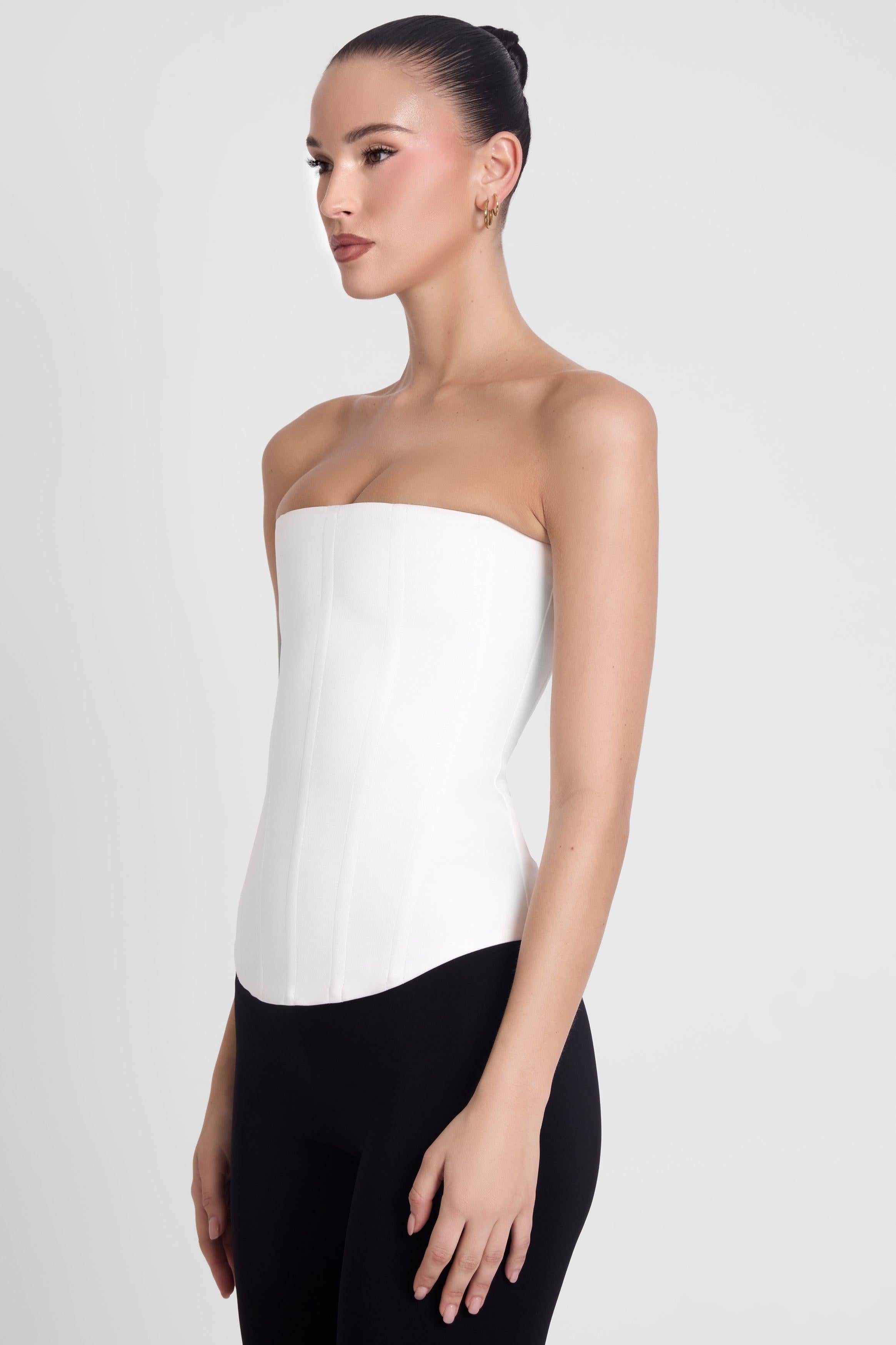 White Satin Corset Top - Sphynx Collection ICYBOO