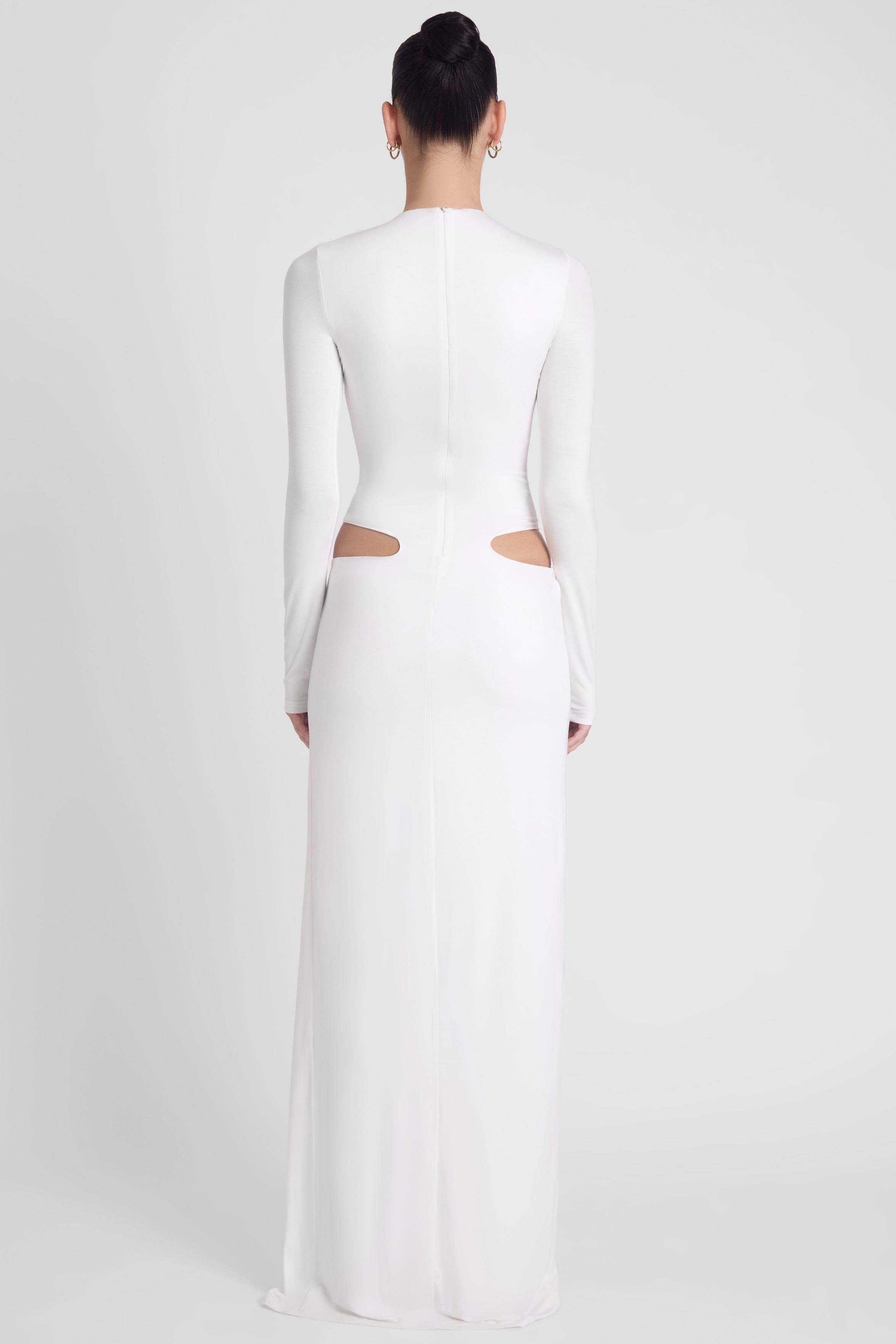 White Vacanza Drape Gown ICYBOO