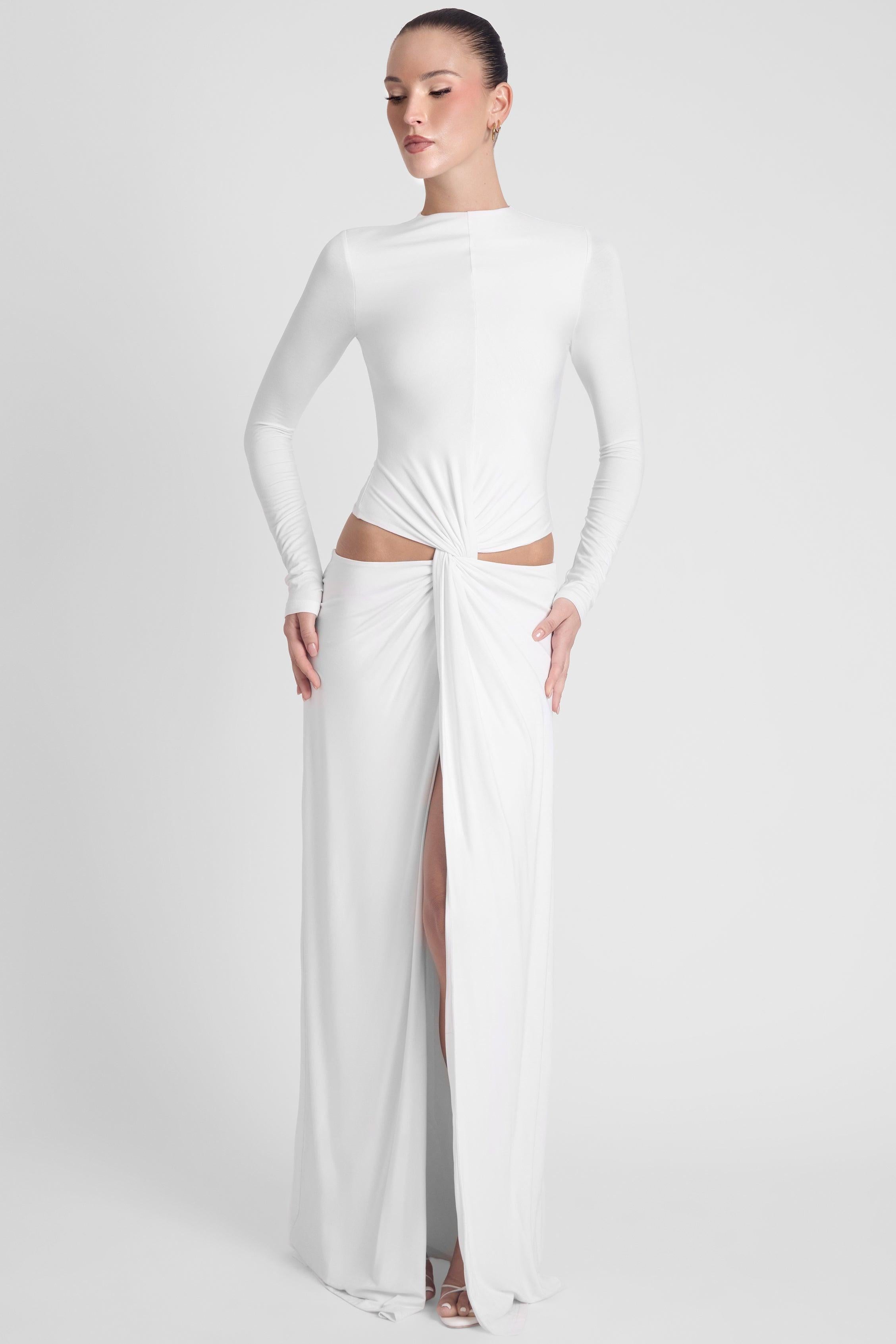 White Vacanza Drape Gown ICYBOO