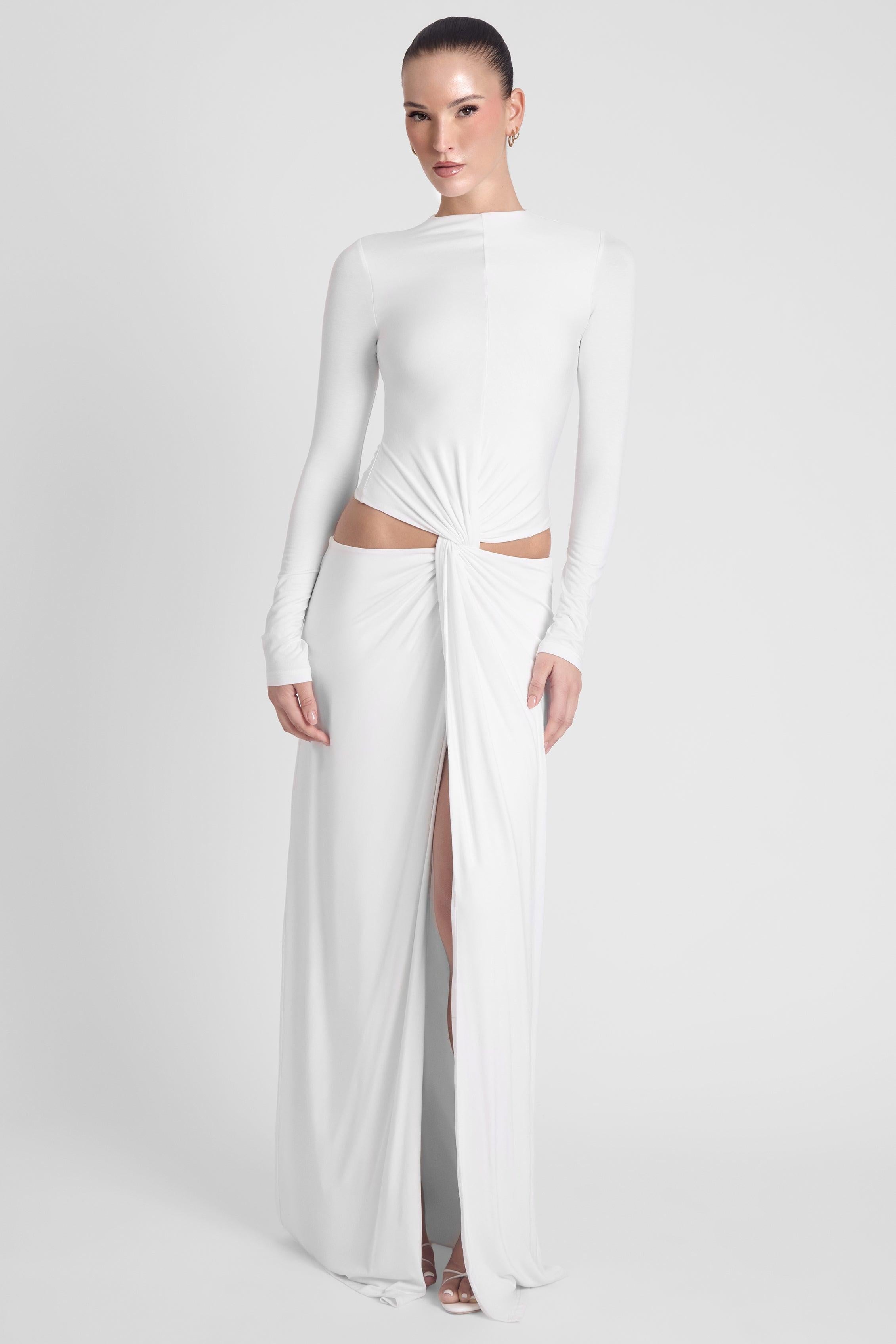 White Vacanza Drape Gown ICYBOO