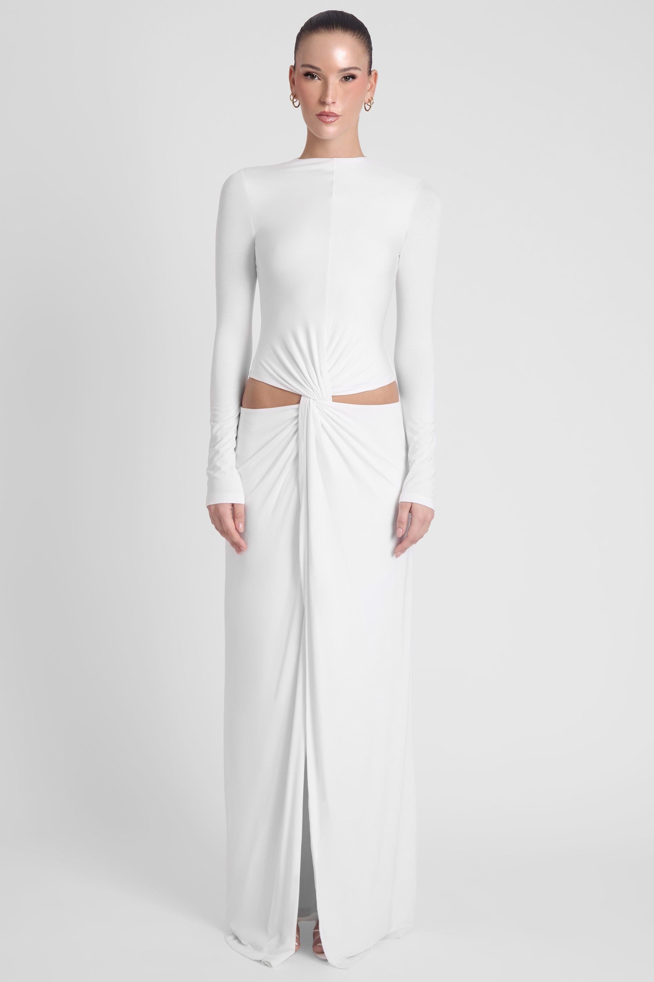White Vacanza Drape Gown ICYBOO