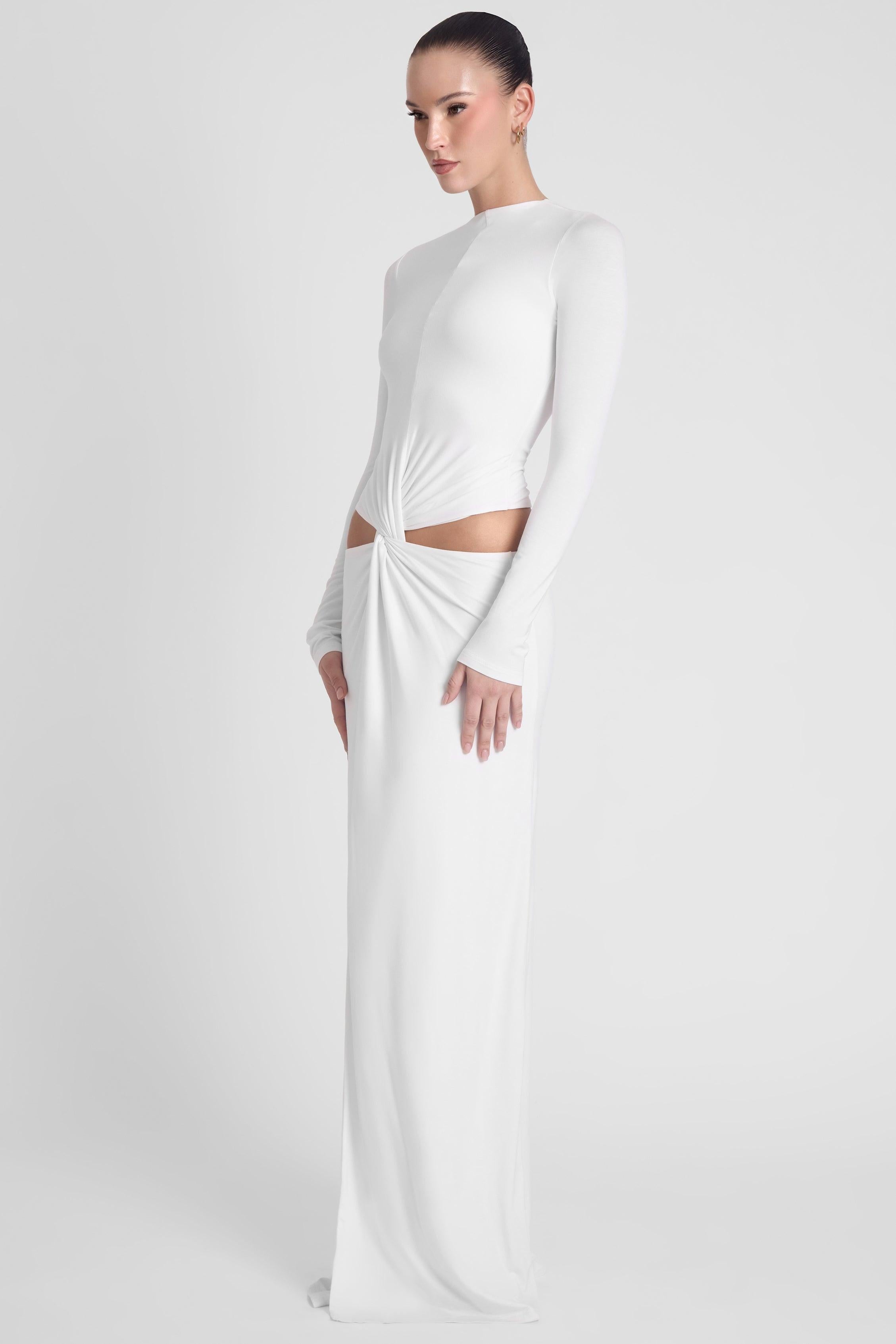 White Vacanza Drape Gown ICYBOO