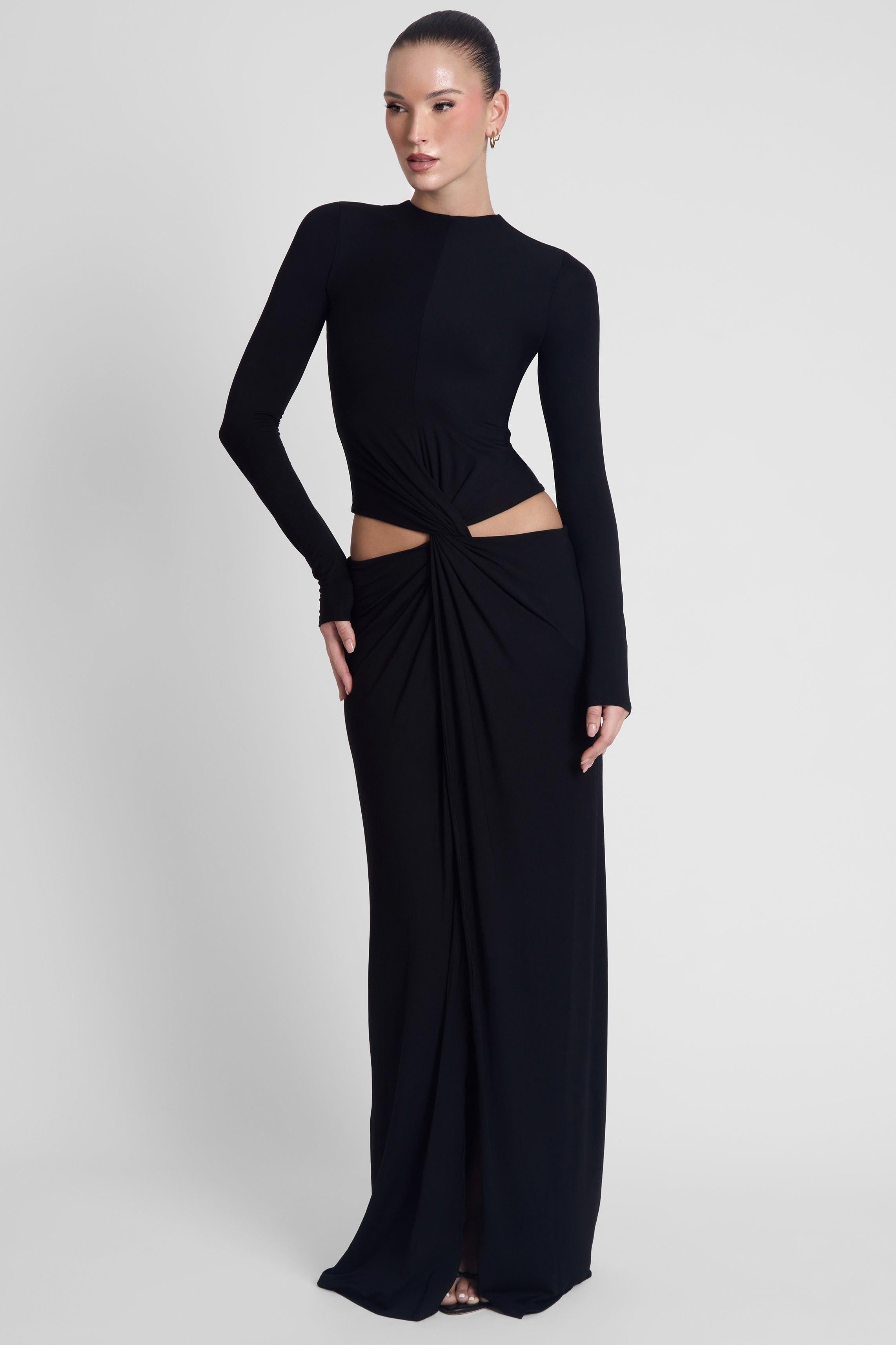 Vacanza Black Draped Gown ICYBOO