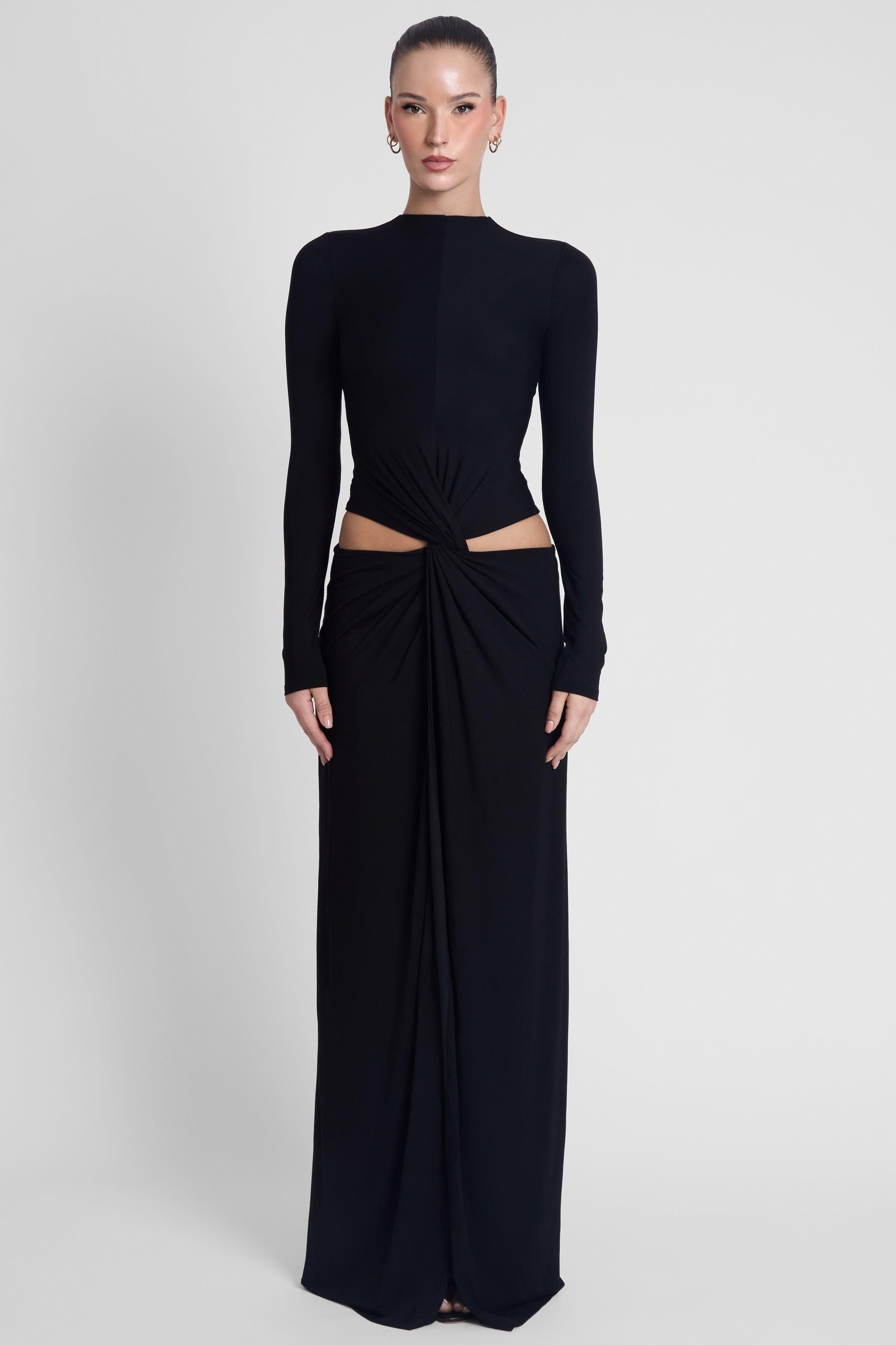Vacanza Black Draped Gown ICYBOO
