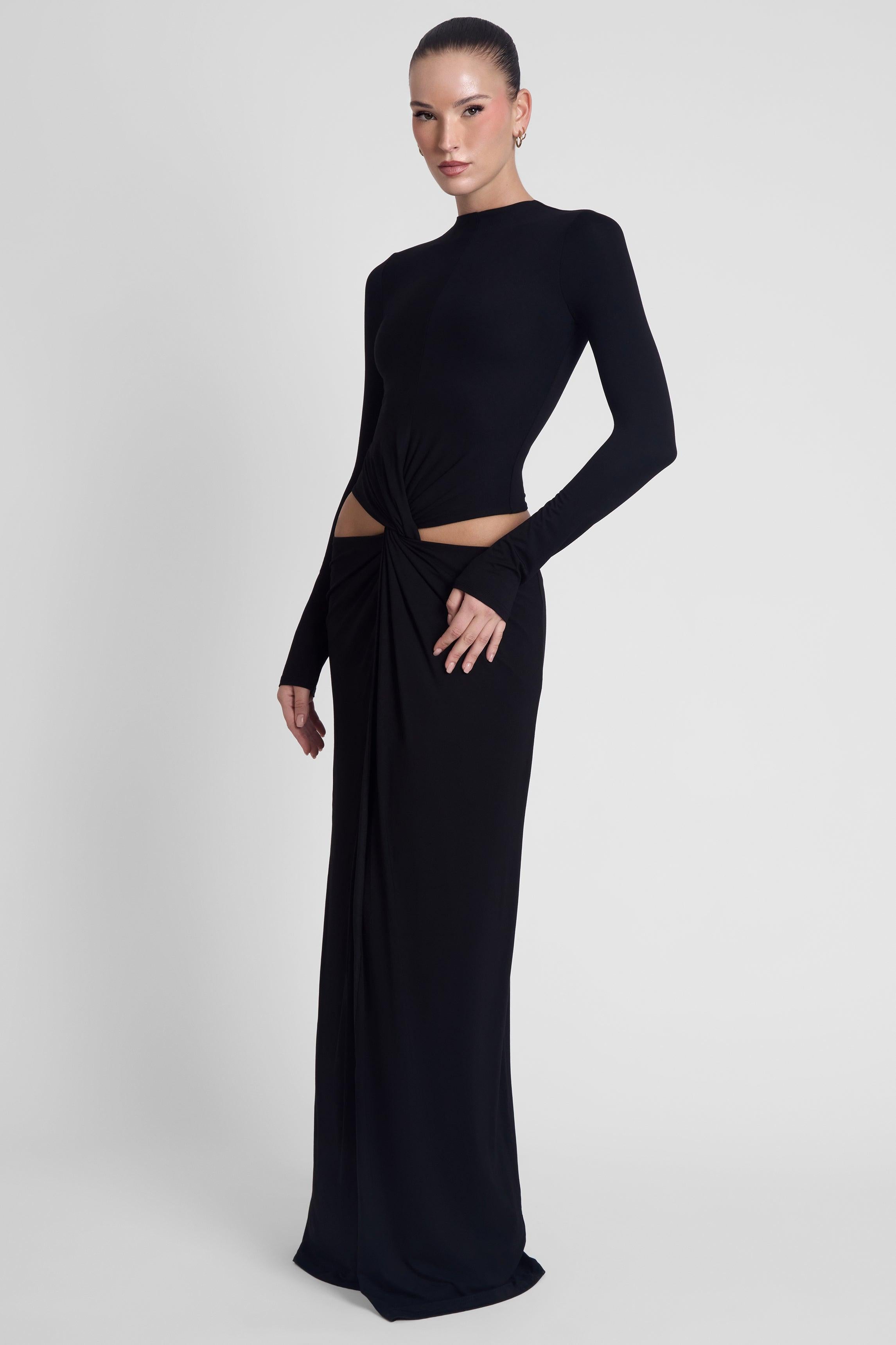 Vacanza Black Draped Gown ICYBOO