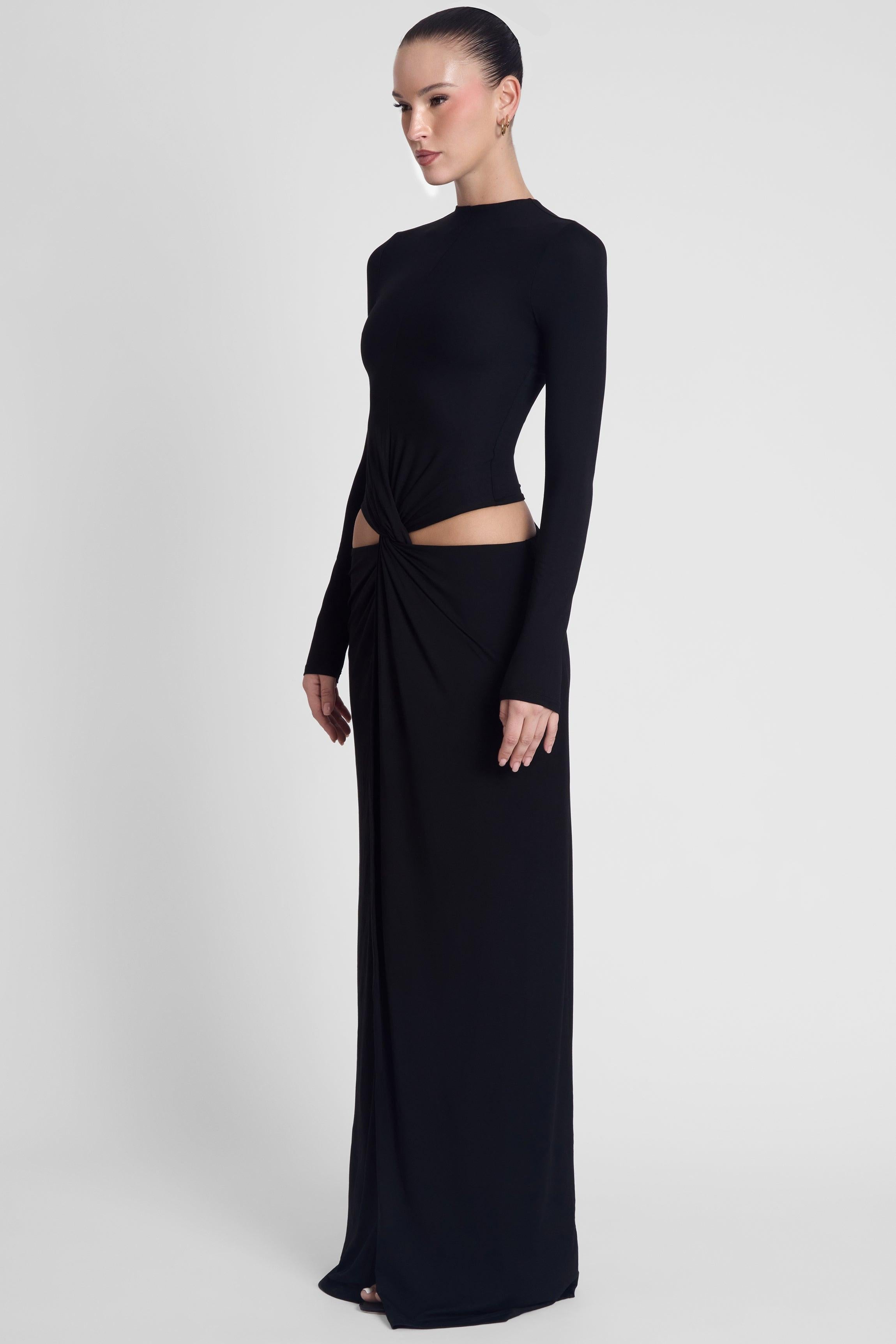 Vacanza Black Draped Gown ICYBOO