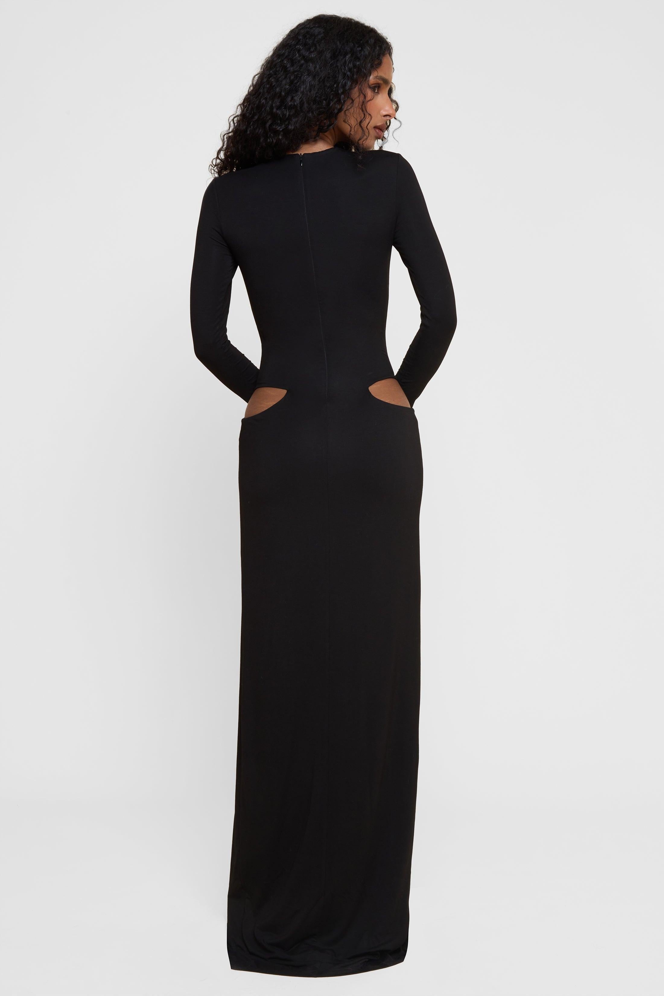 Vacanza Black Draped Gown ICYBOO