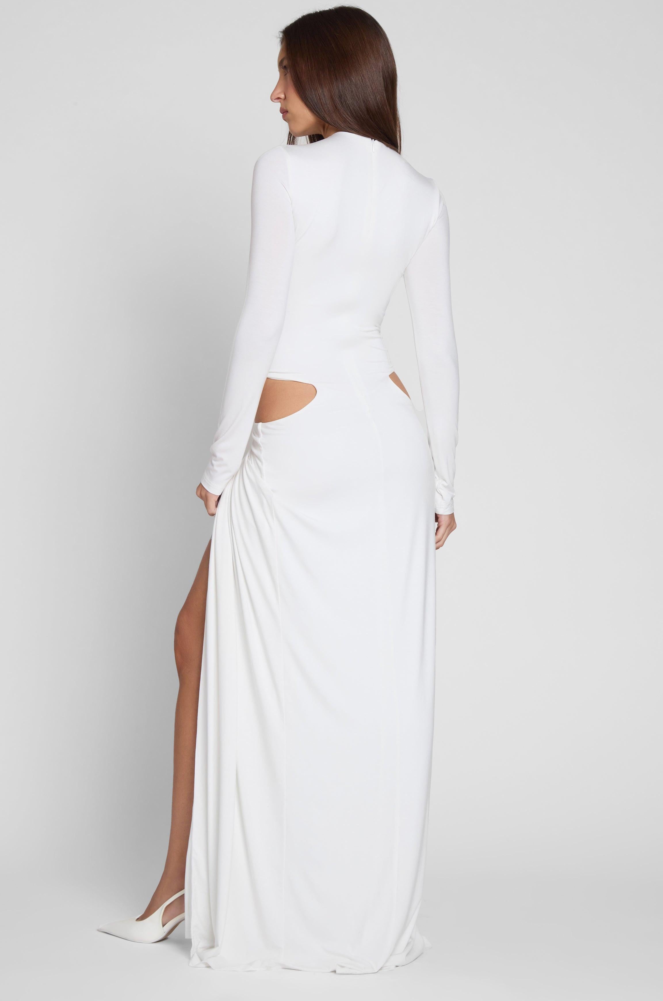 White Vacanza Drape Gown ICYBOO