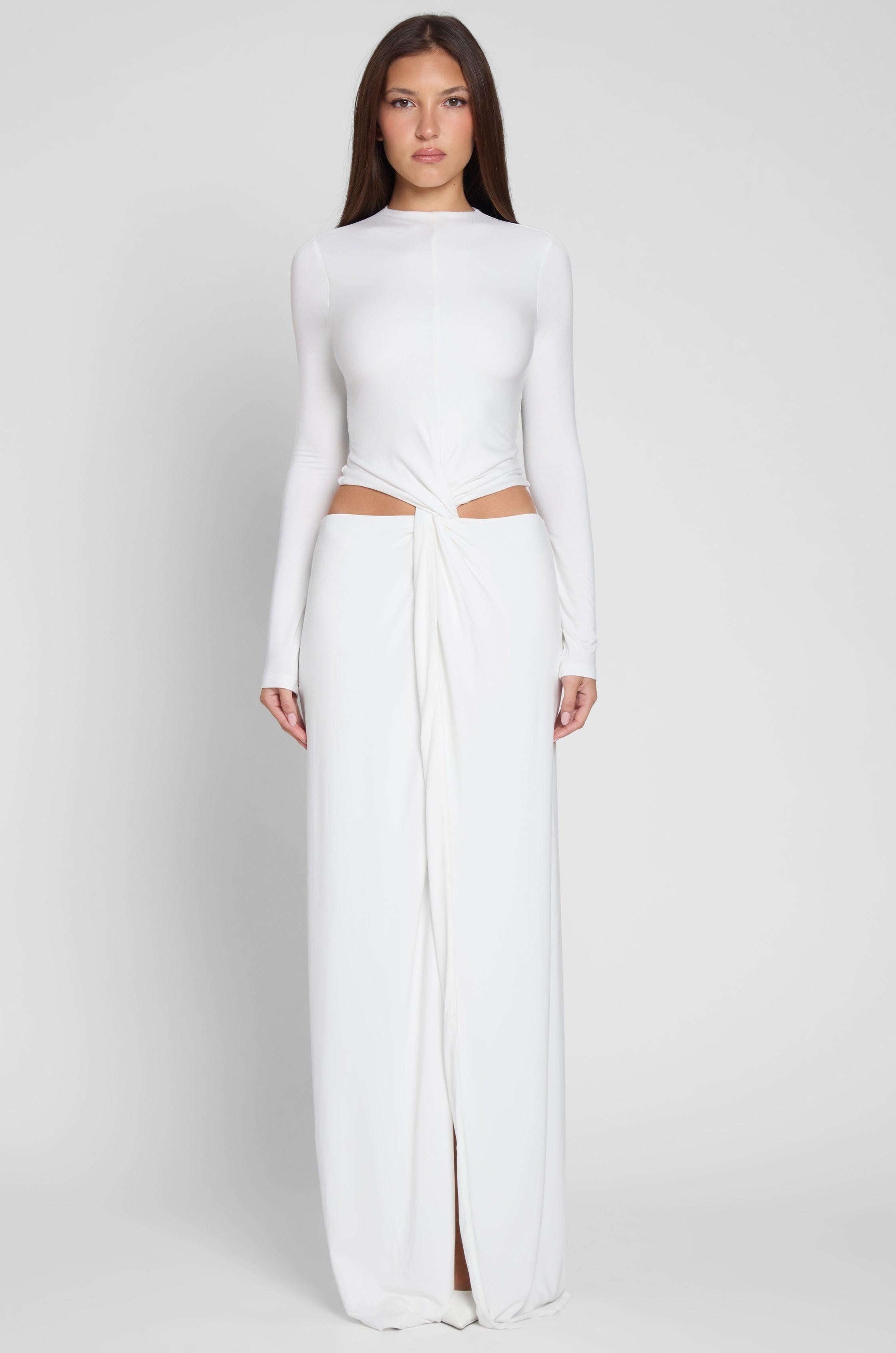 White Vacanza Drape Gown ICYBOO