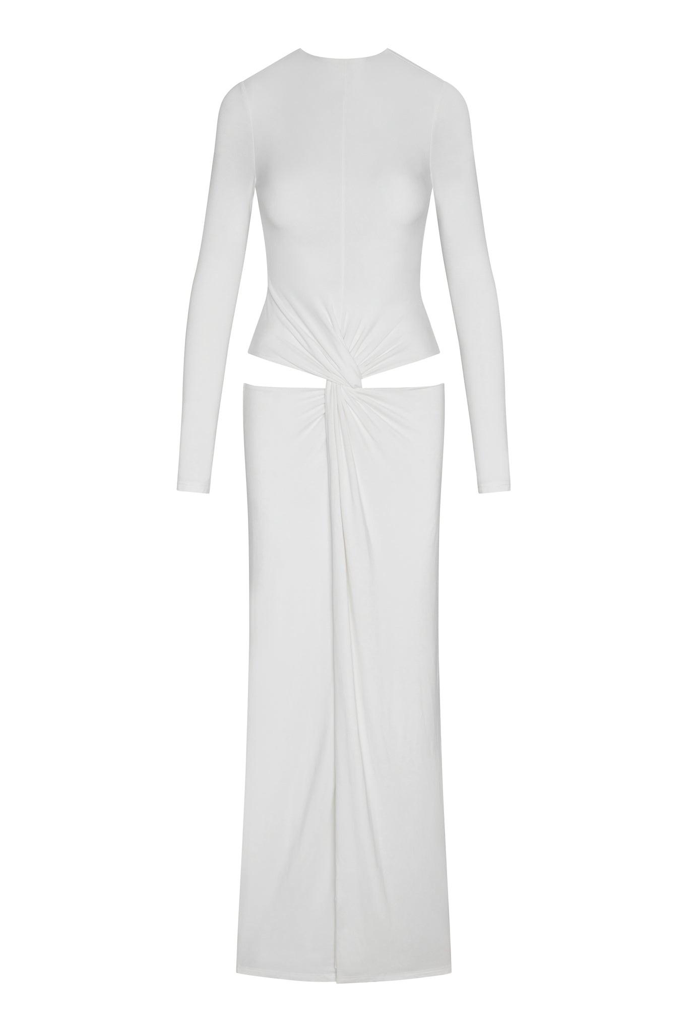 White Vacanza Drape Gown ICYBOO
