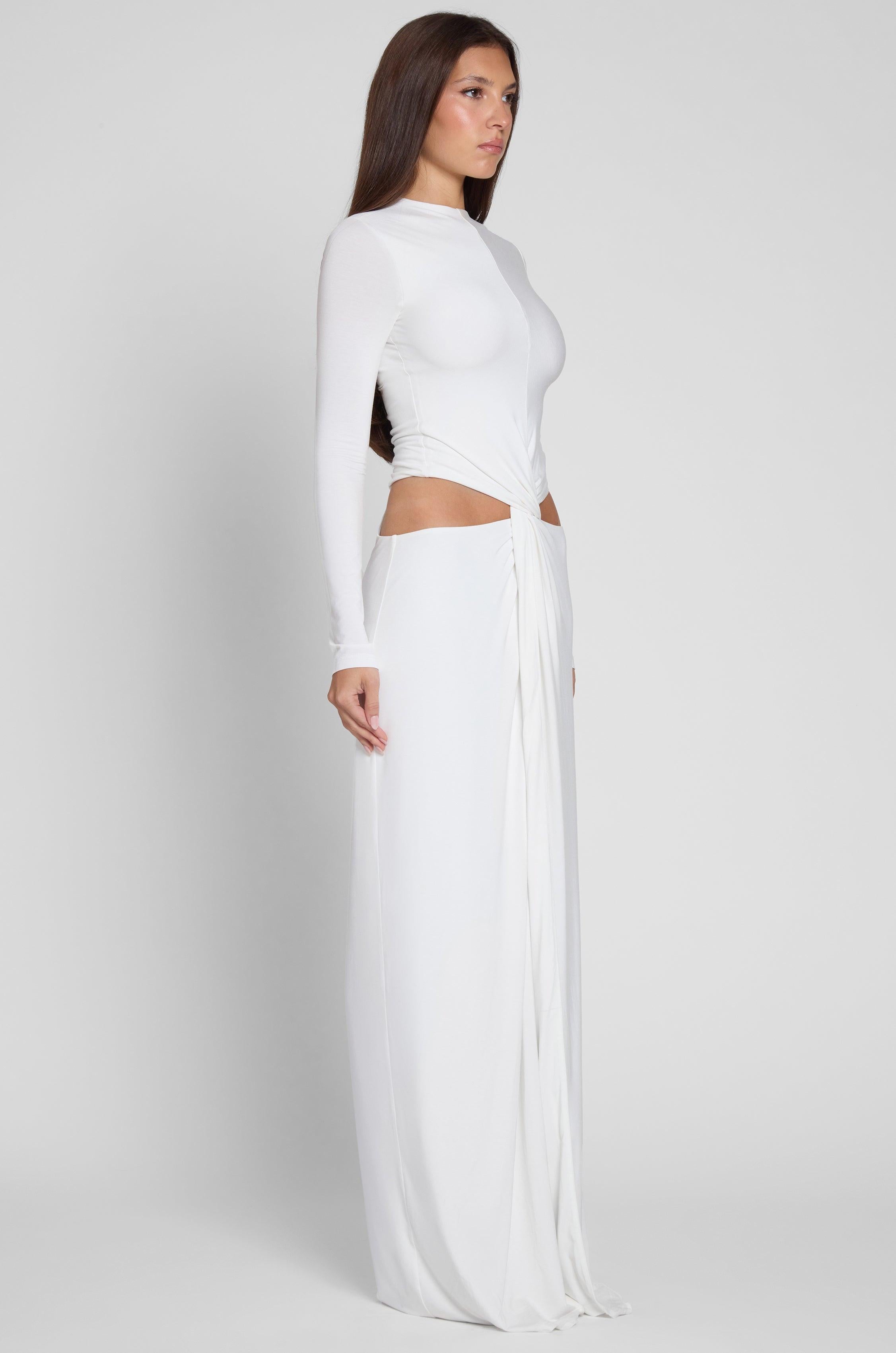 White Vacanza Drape Gown ICYBOO