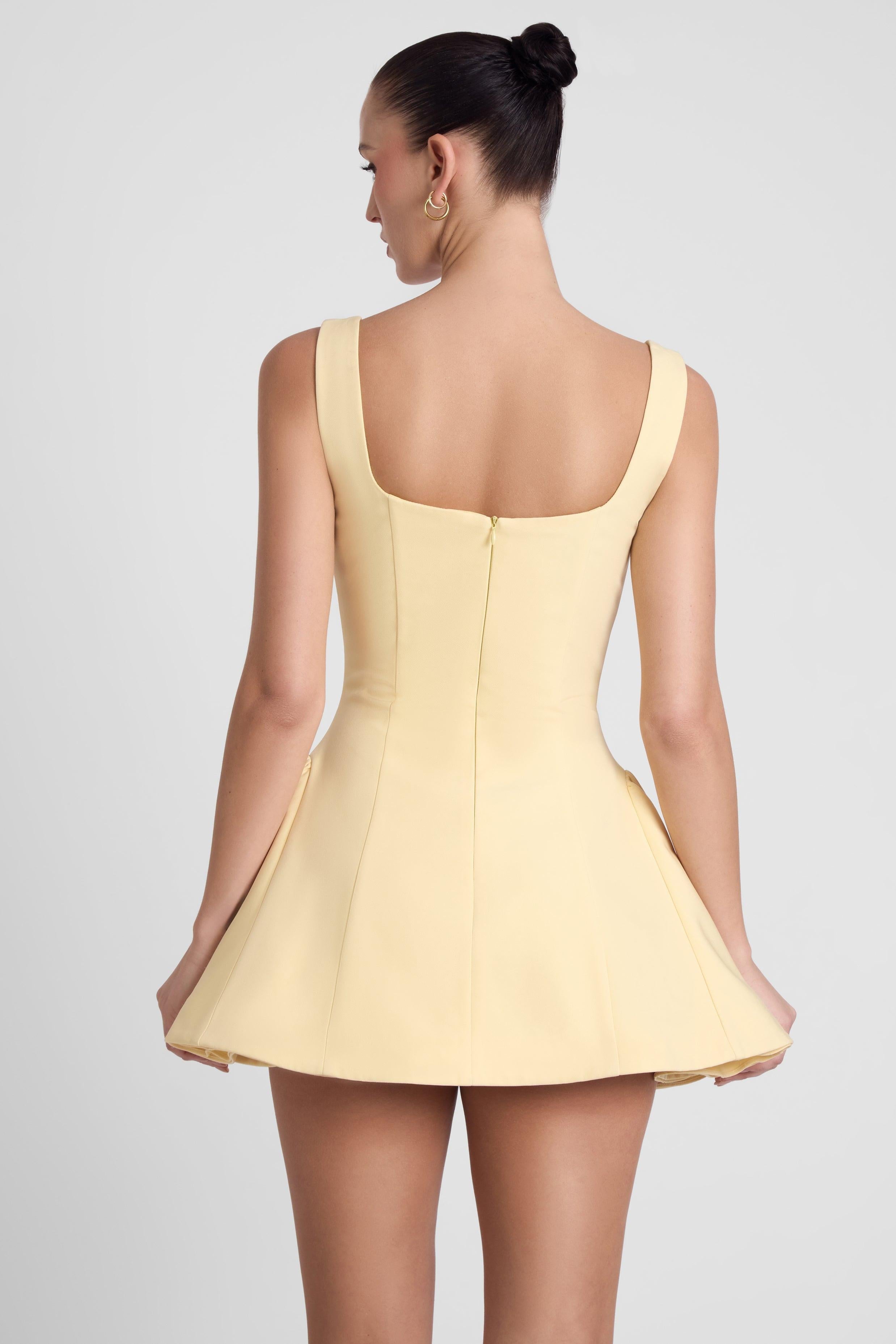 Ysabelle Yellow Corset Babydoll Mini Dress ICYBOO