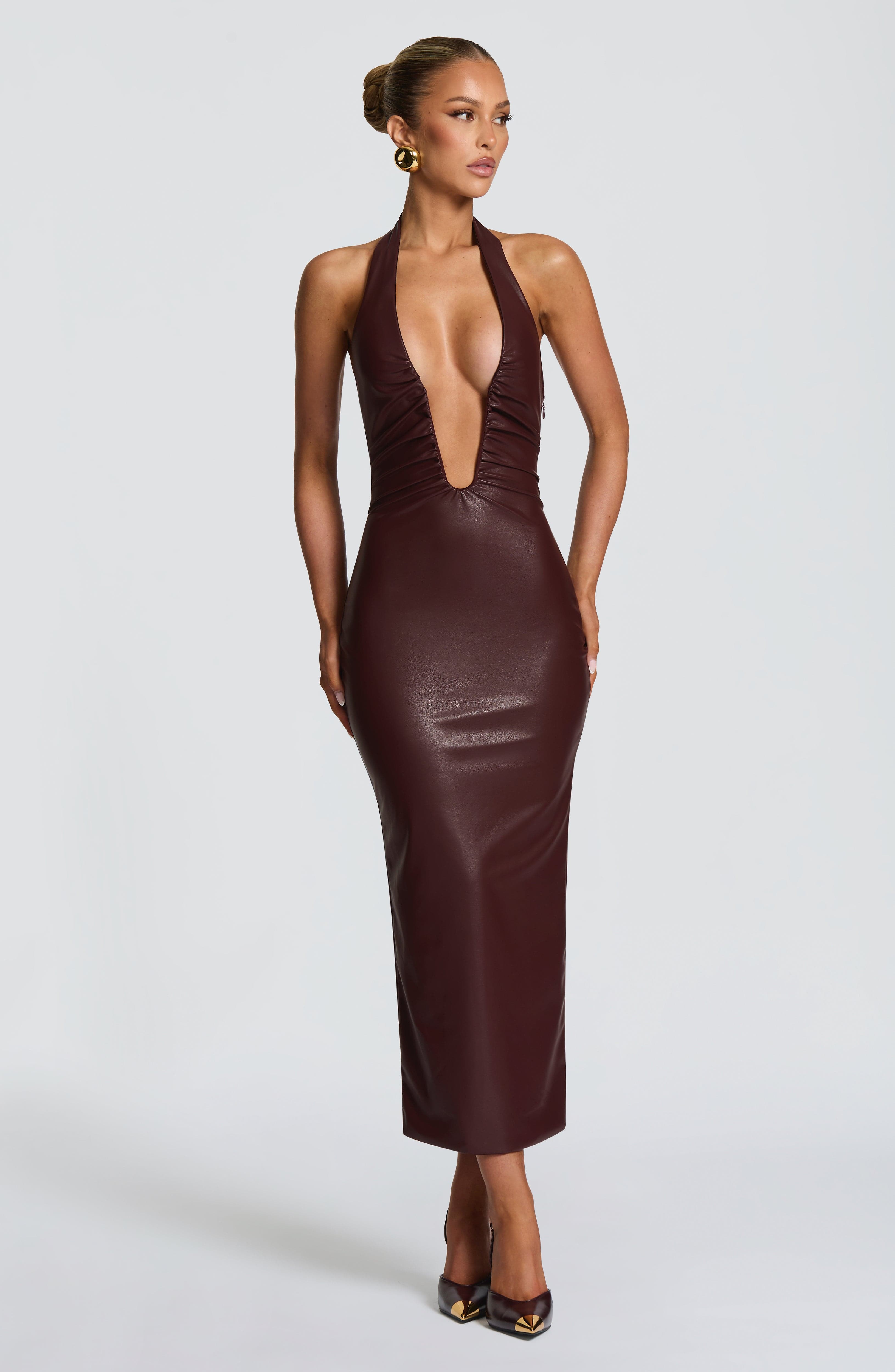 Burgundy Ainsley Midi Dress