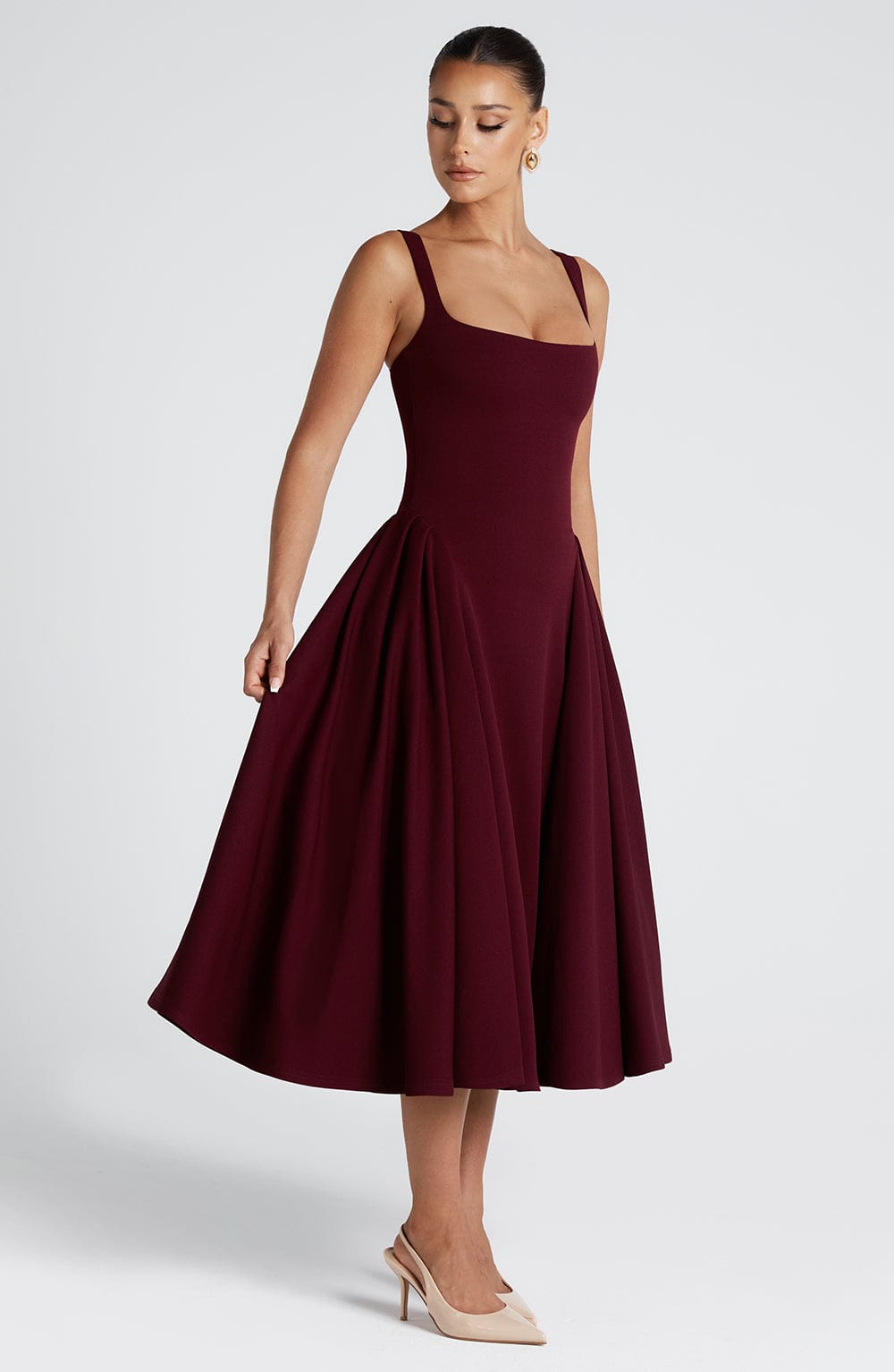 Betty Cherry Lacquer Midi Dress
