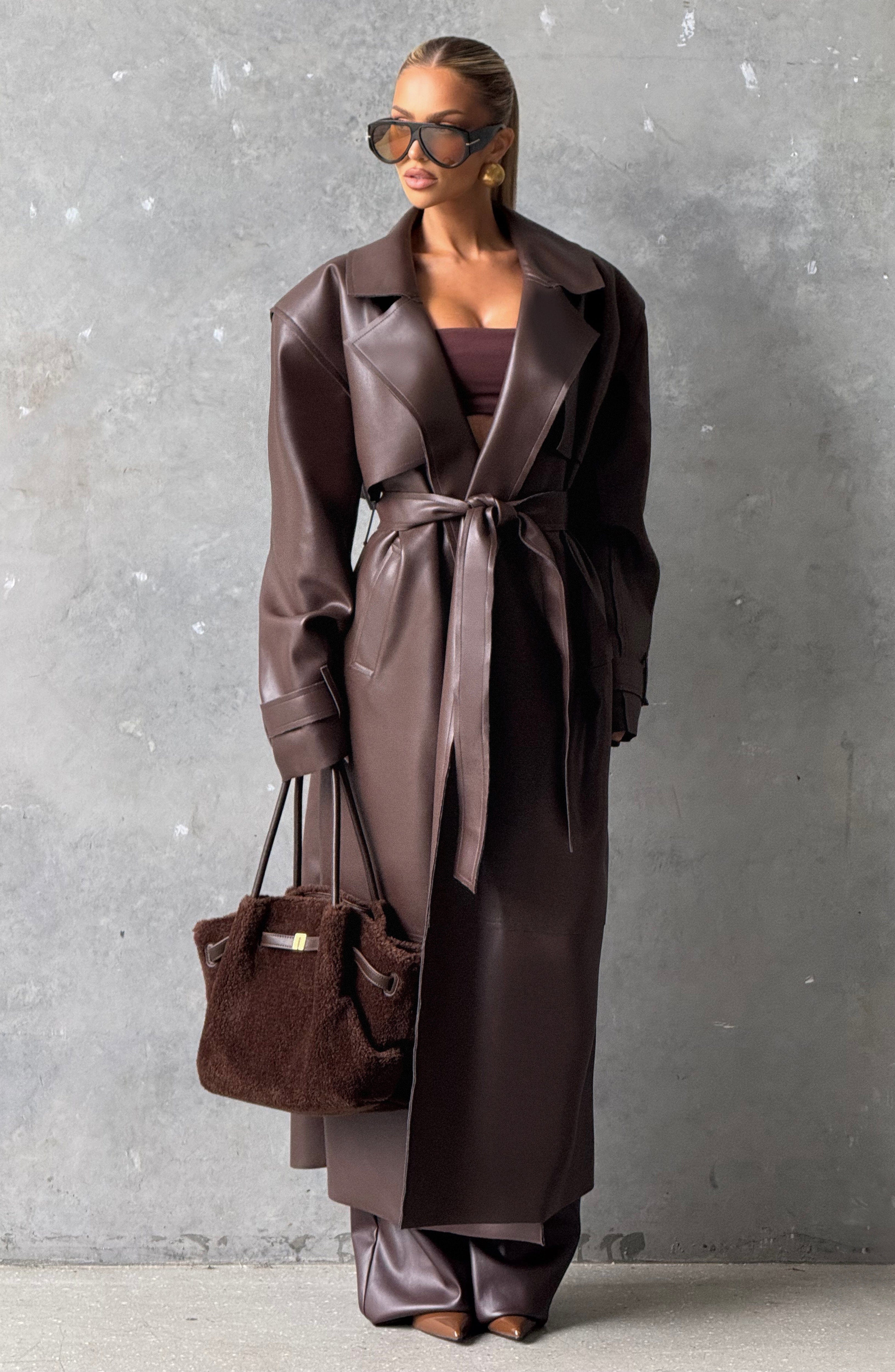 Bridget Plum Brown Trench Coat