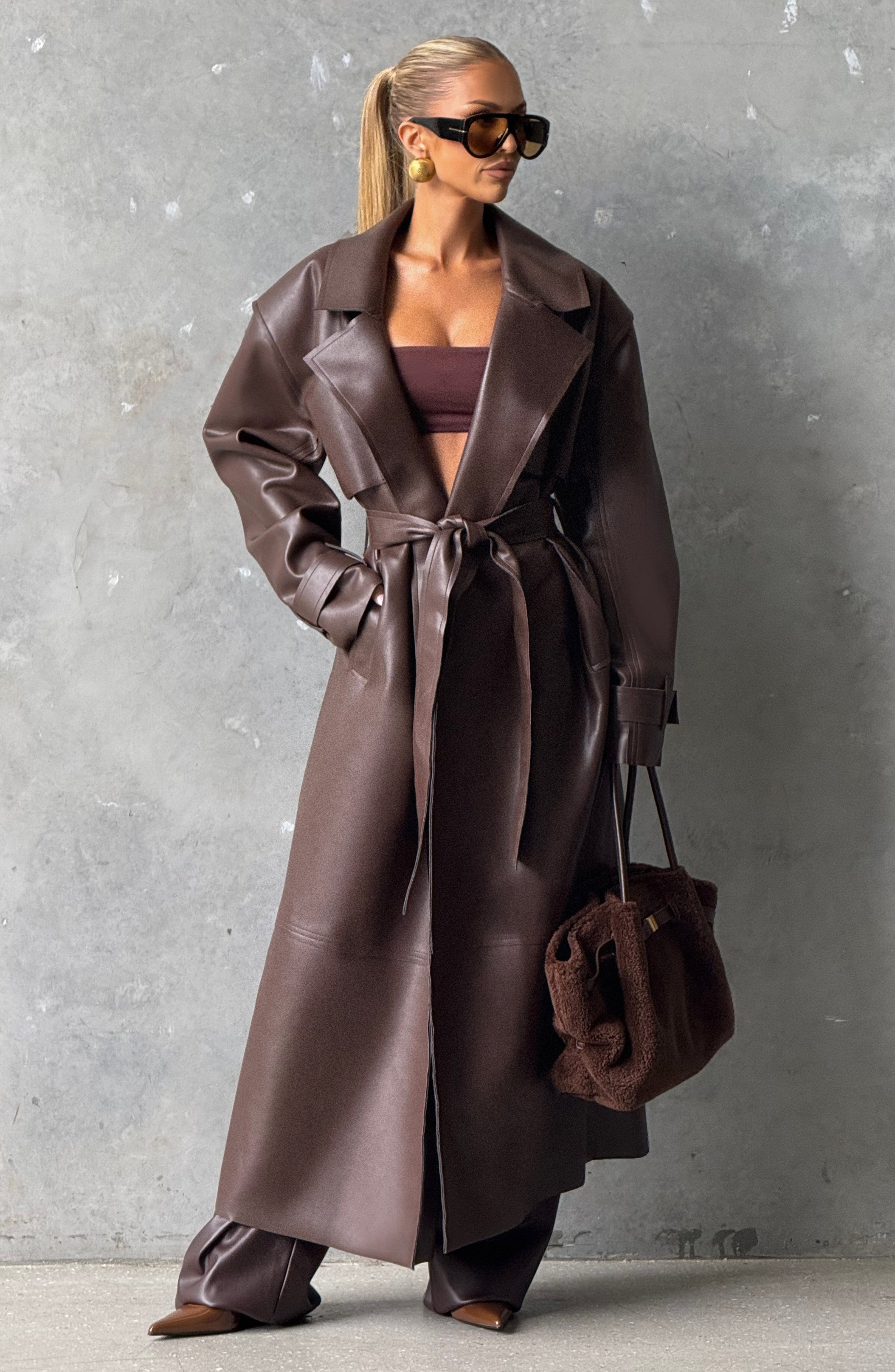 Bridget Plum Brown Trench Coat