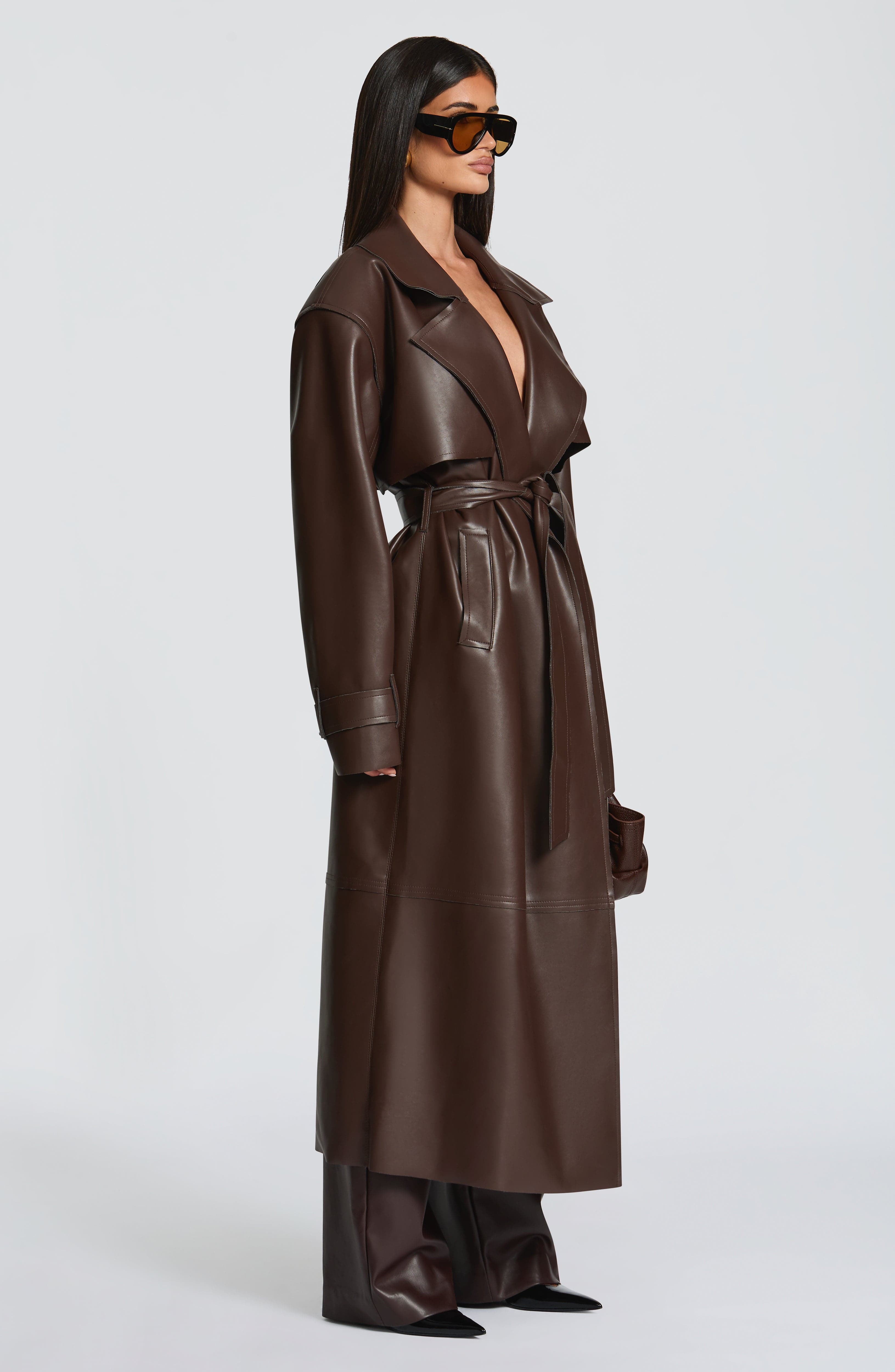 Bridget Plum Brown Trench Coat