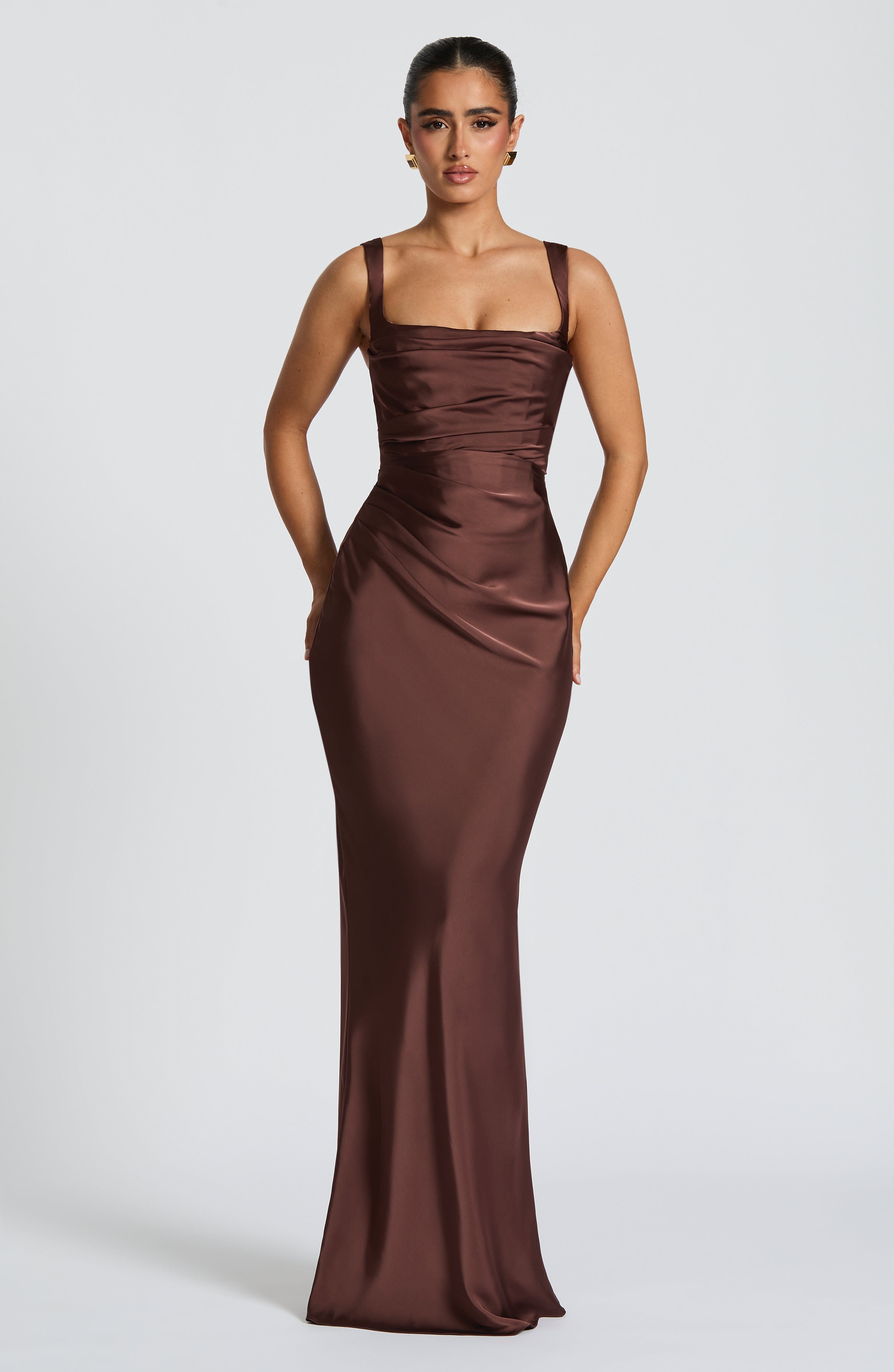 Calanthe Plum Brown Maxi Dress