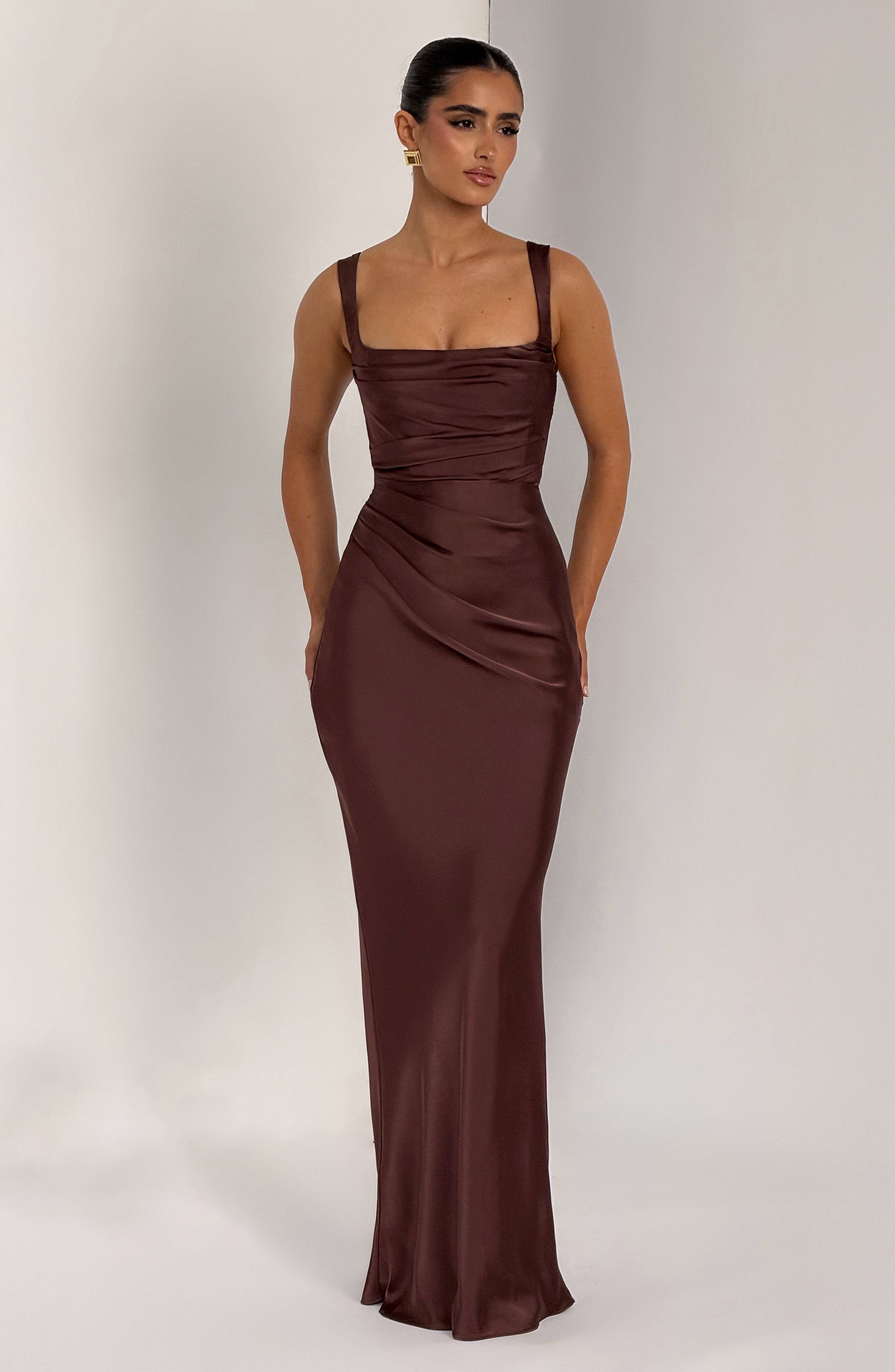 Calanthe Plum Brown Maxi Dress