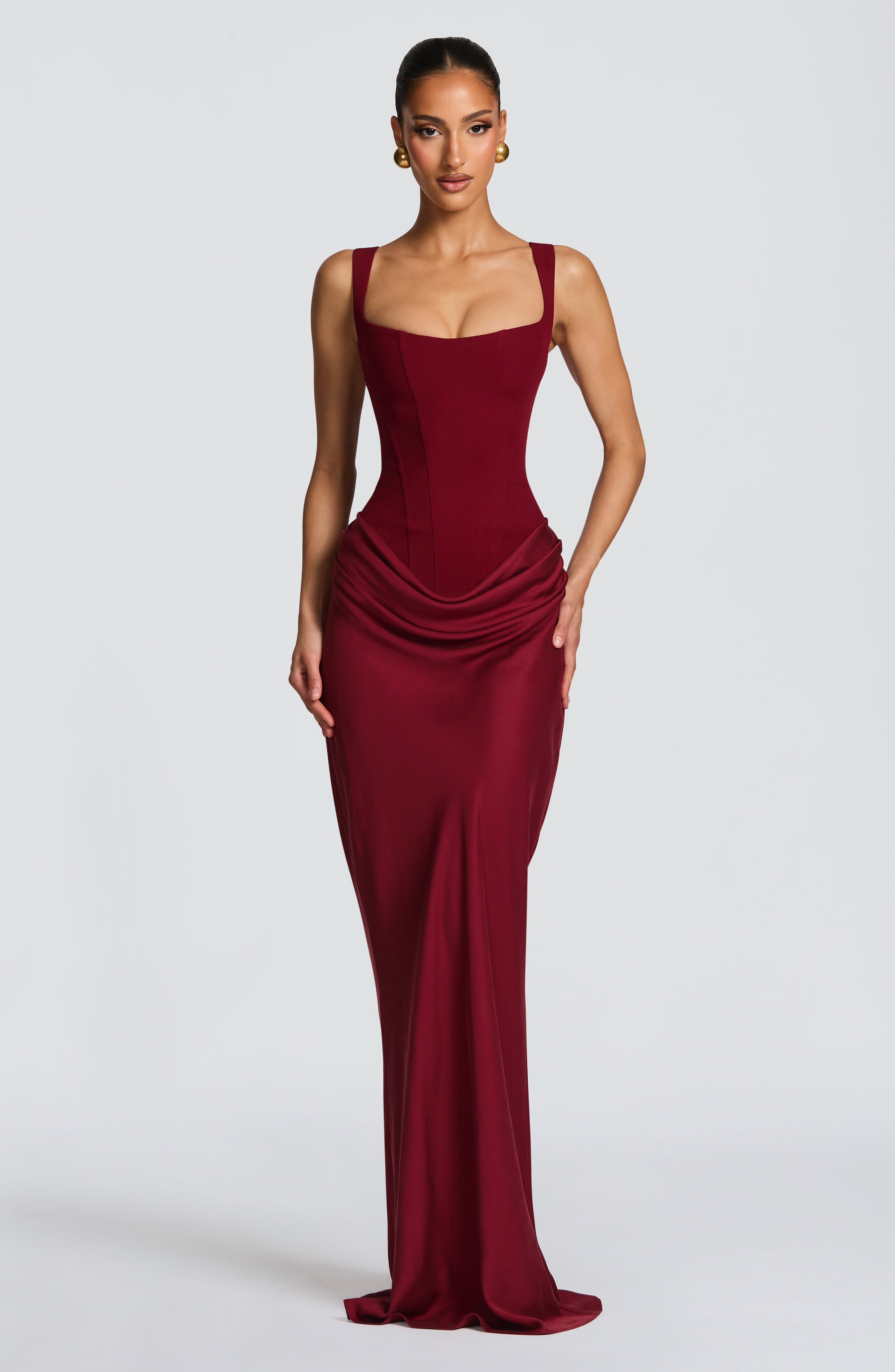 Cornelia Maxi Dress - Burgundy ICYBOO