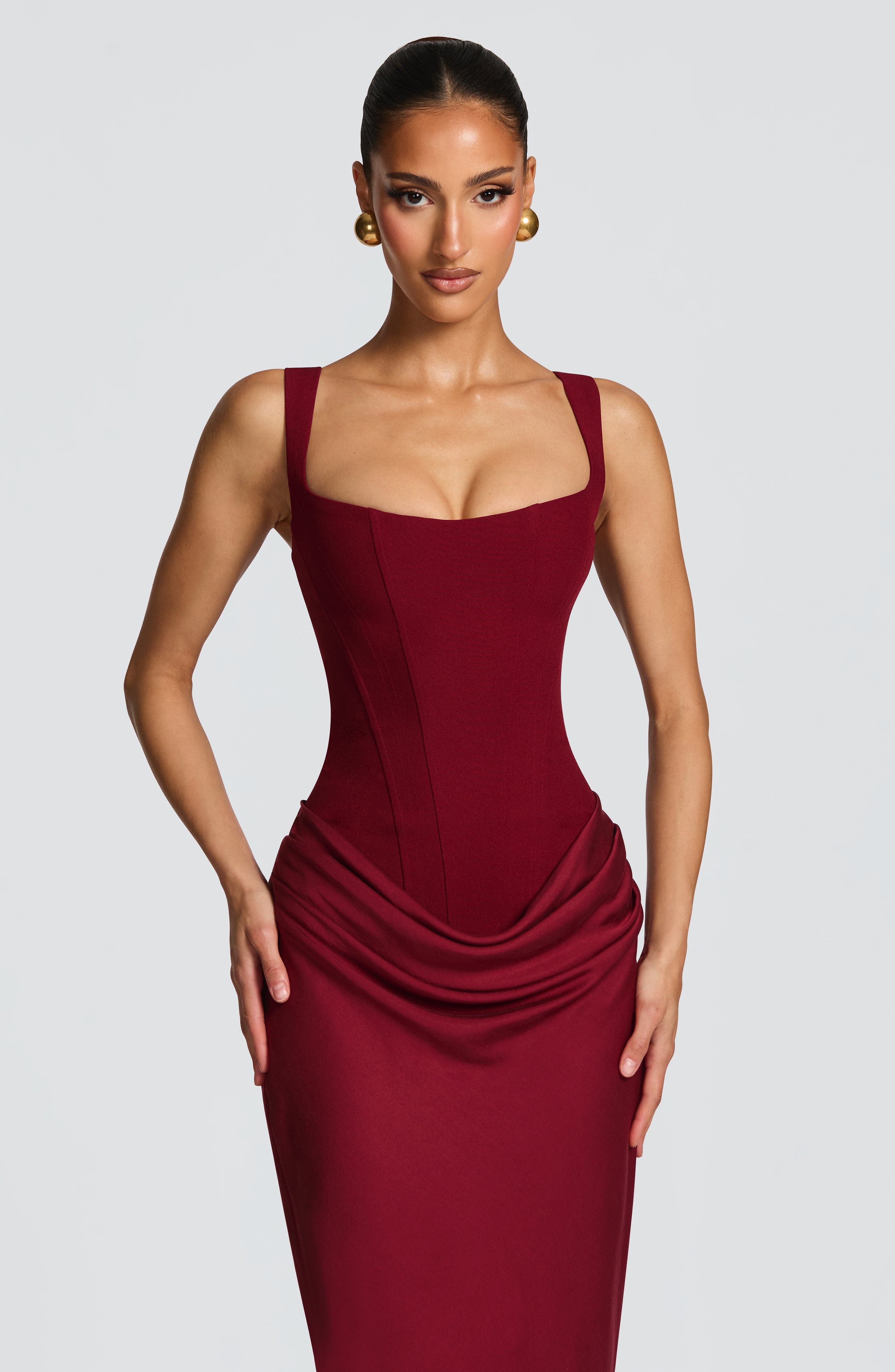 Cornelia Maxi Dress - Burgundy ICYBOO