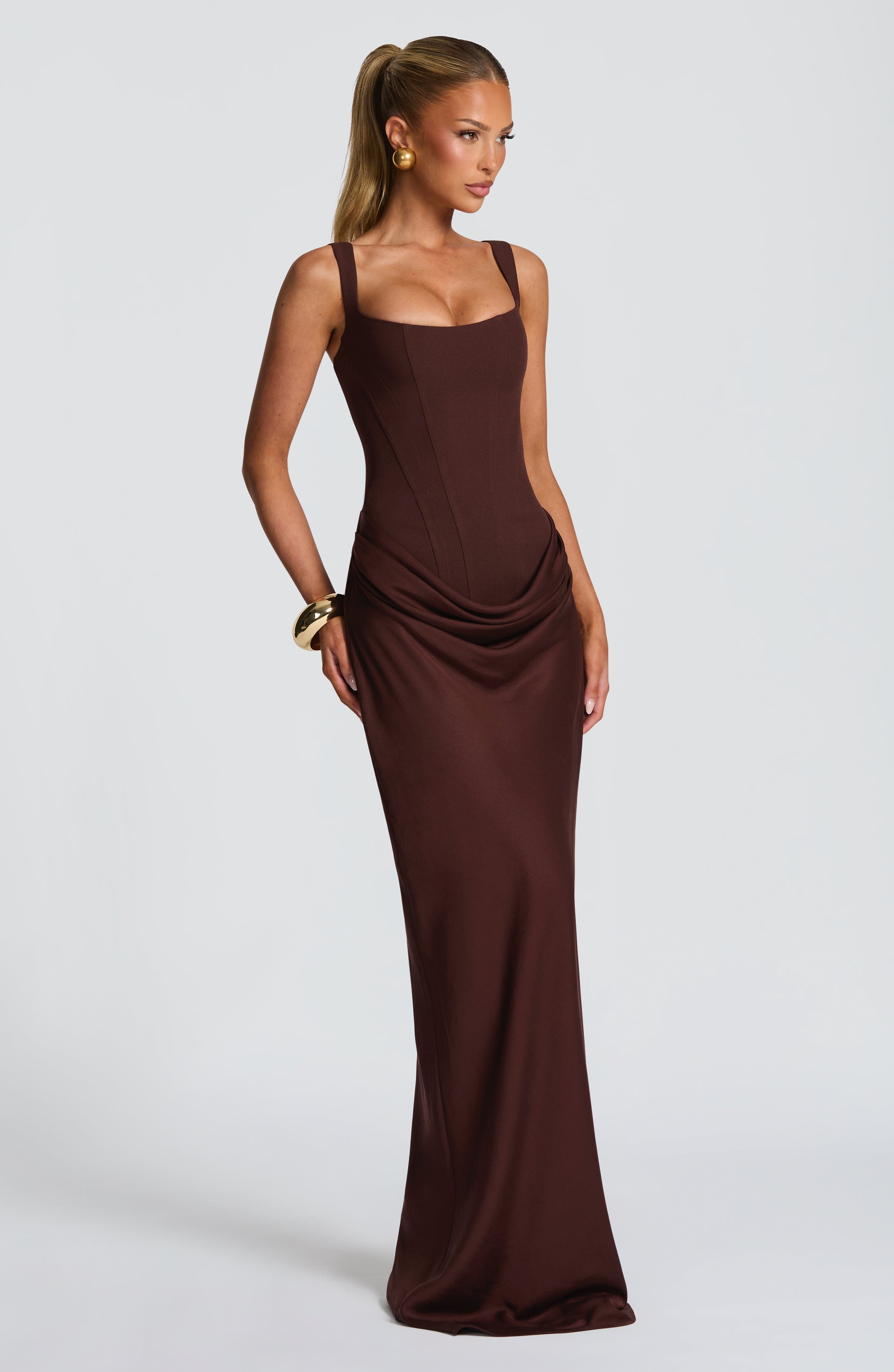 Cornelia Maxi Dress - Plum Brown ICYBOO