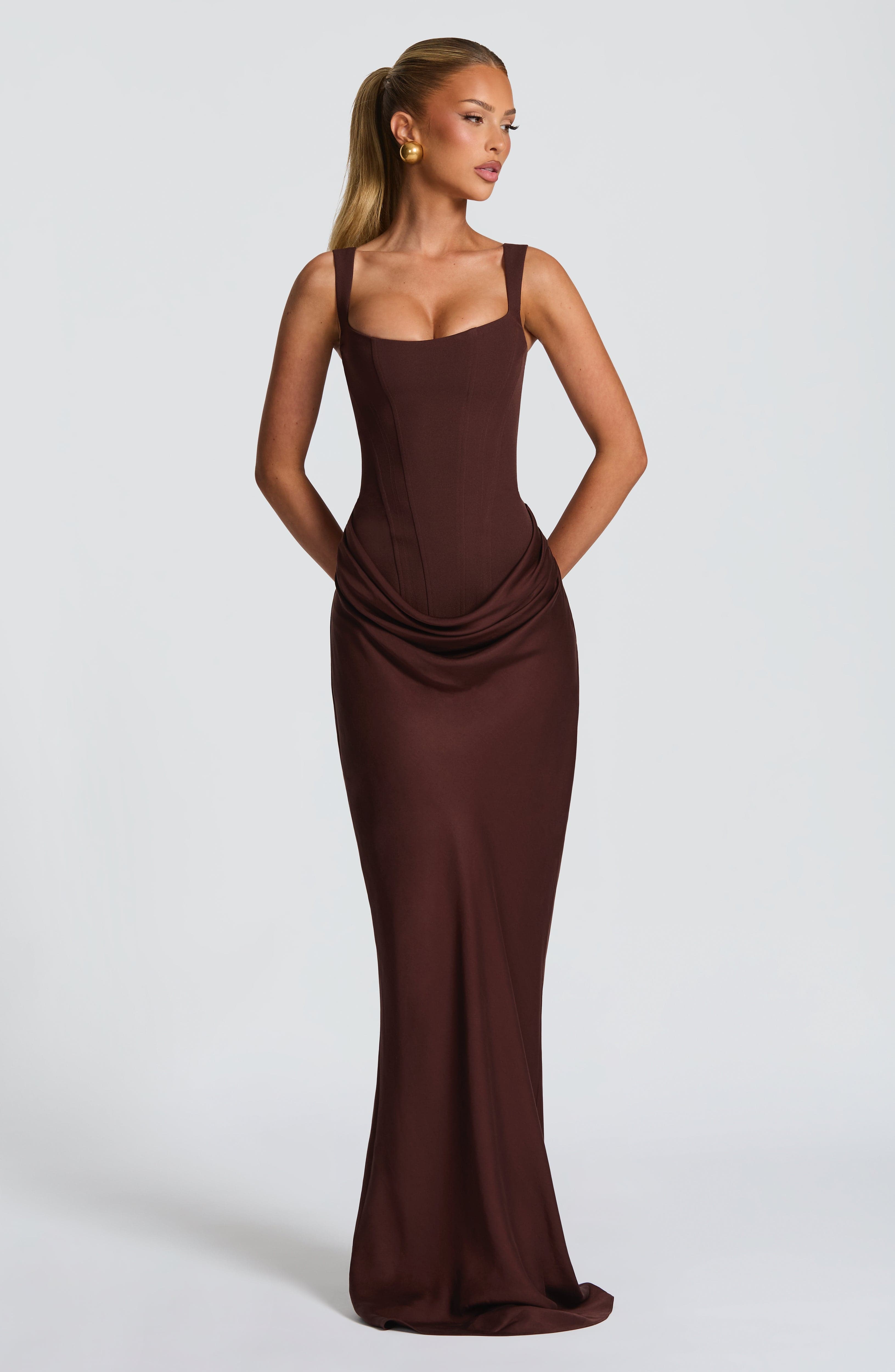 Cornelia Maxi Dress - Plum Brown ICYBOO