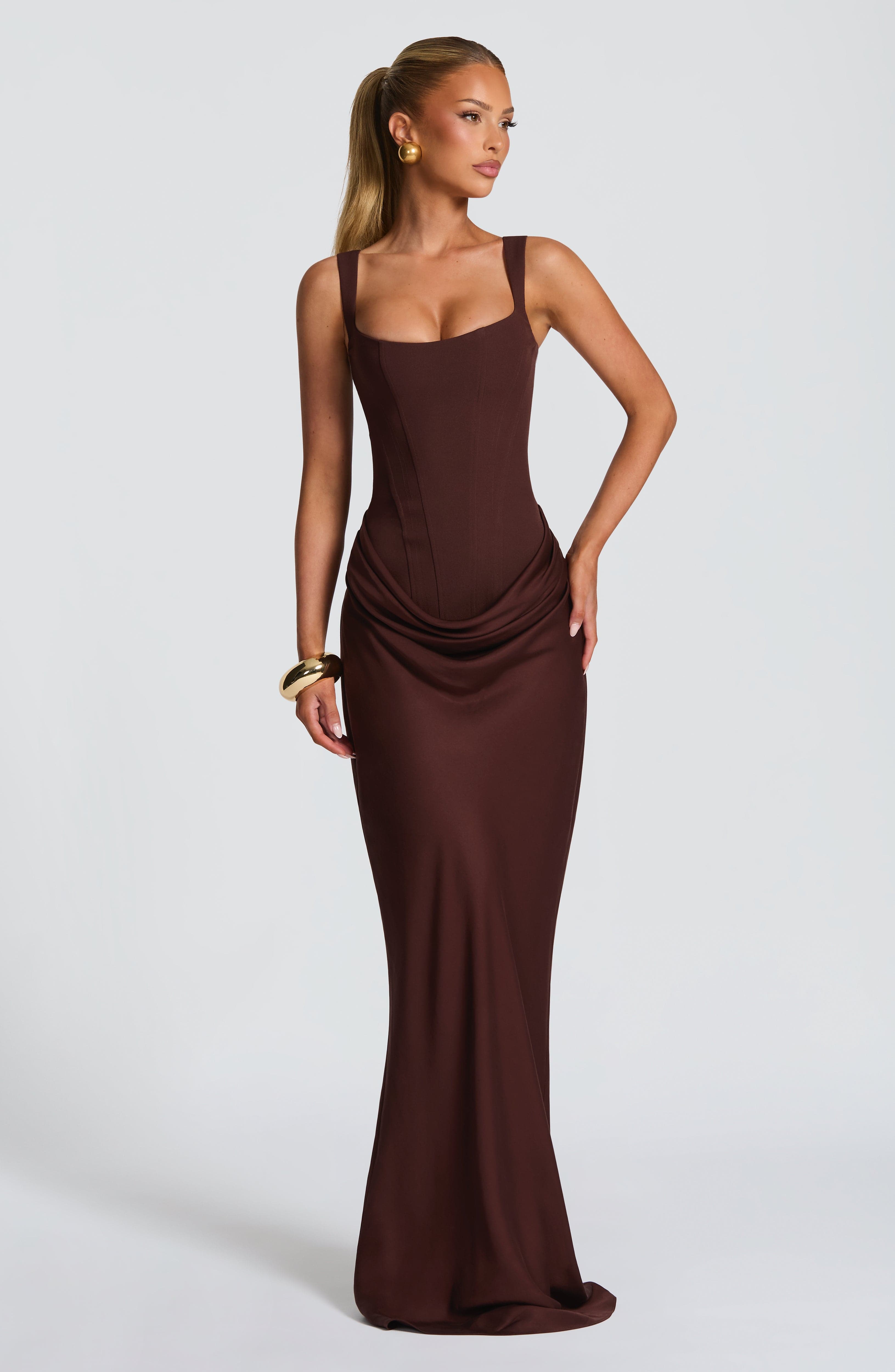Cornelia Maxi Dress - Plum Brown ICYBOO