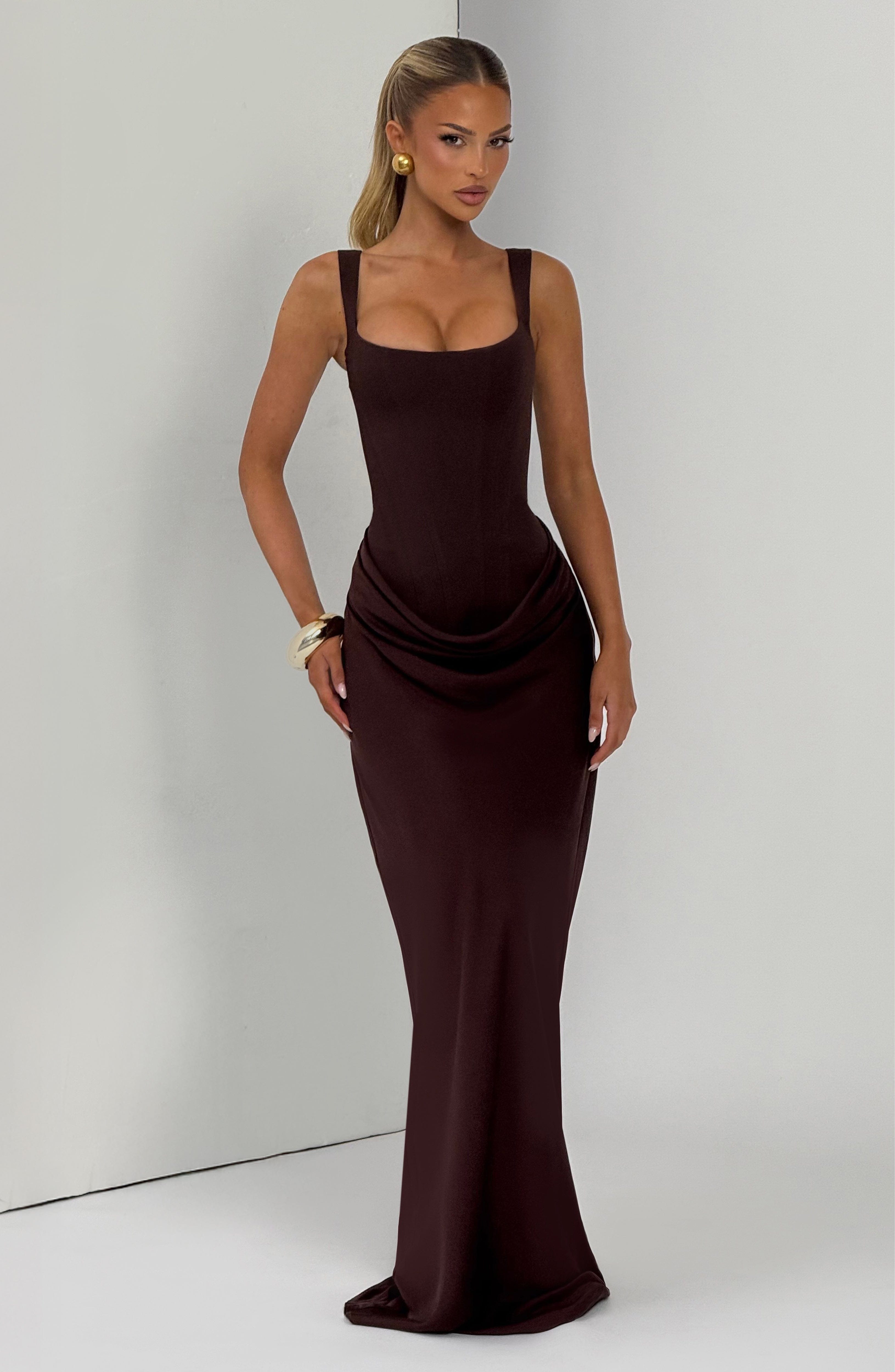Cornelia Maxi Dress - Plum Brown ICYBOO