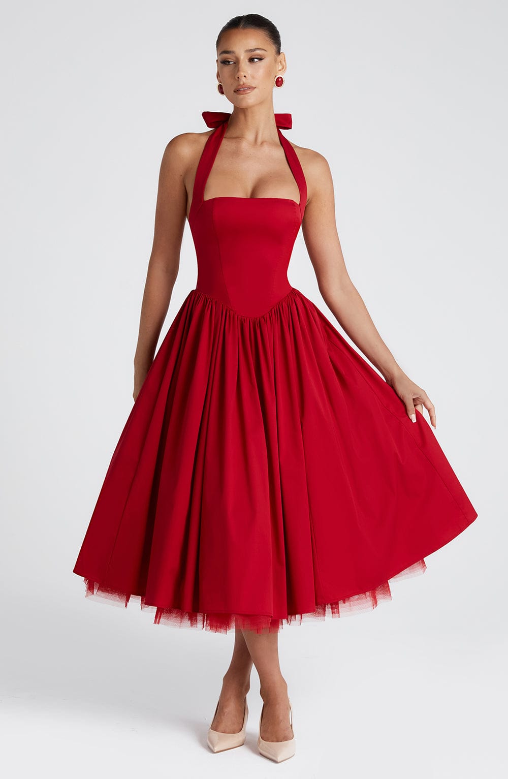 Cressida Red Midi Dress