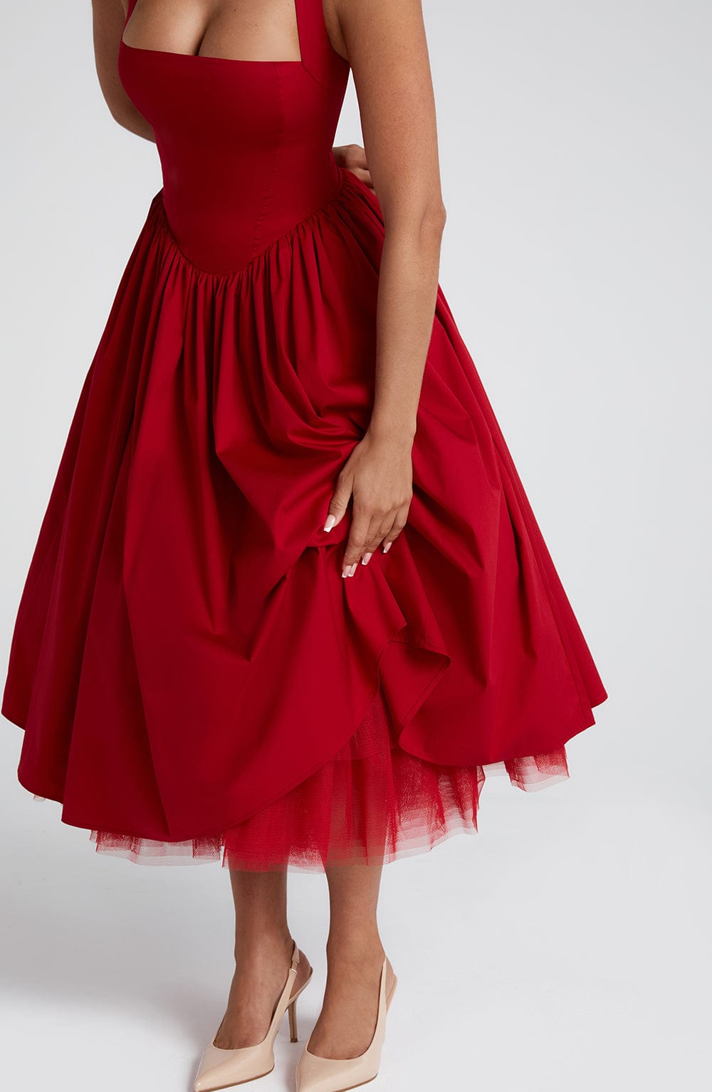 Cressida Red Midi Dress - ICYBOO
