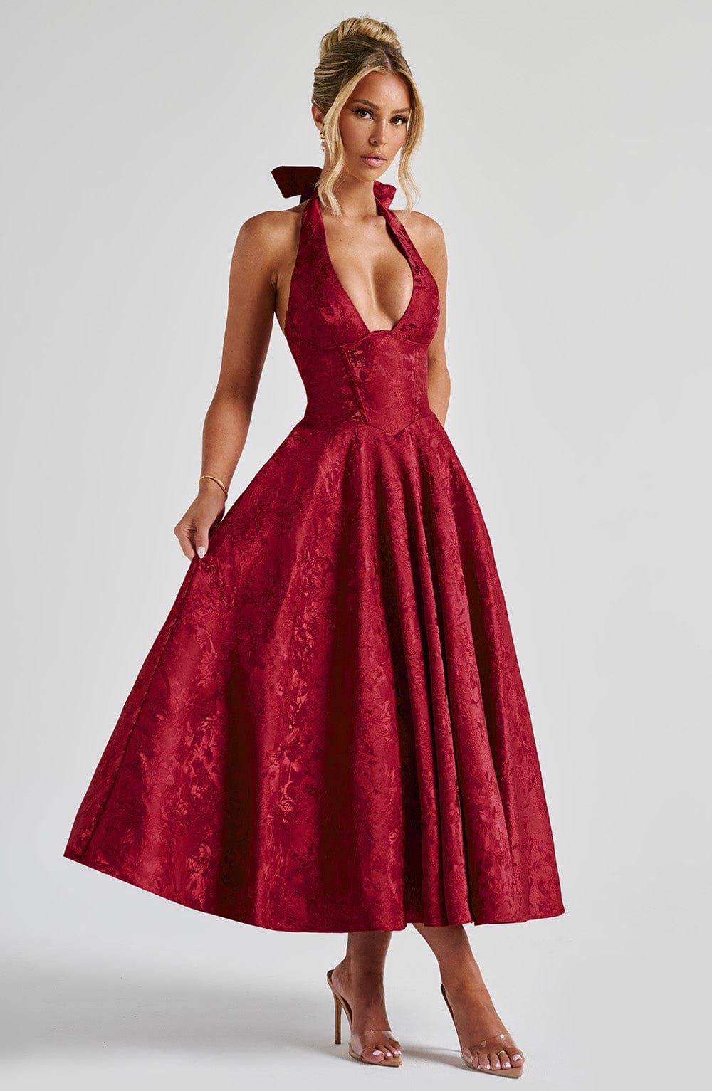 Effie Red Midi Dress
