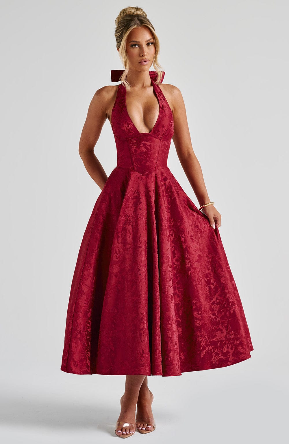 Effie Red Midi Dress