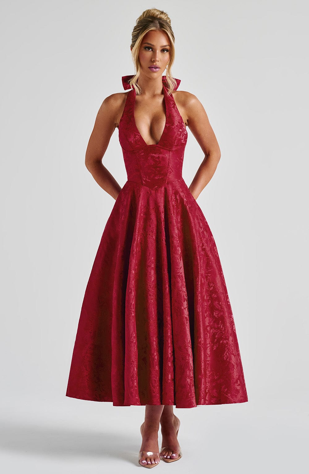 Effie Red Midi Dress
