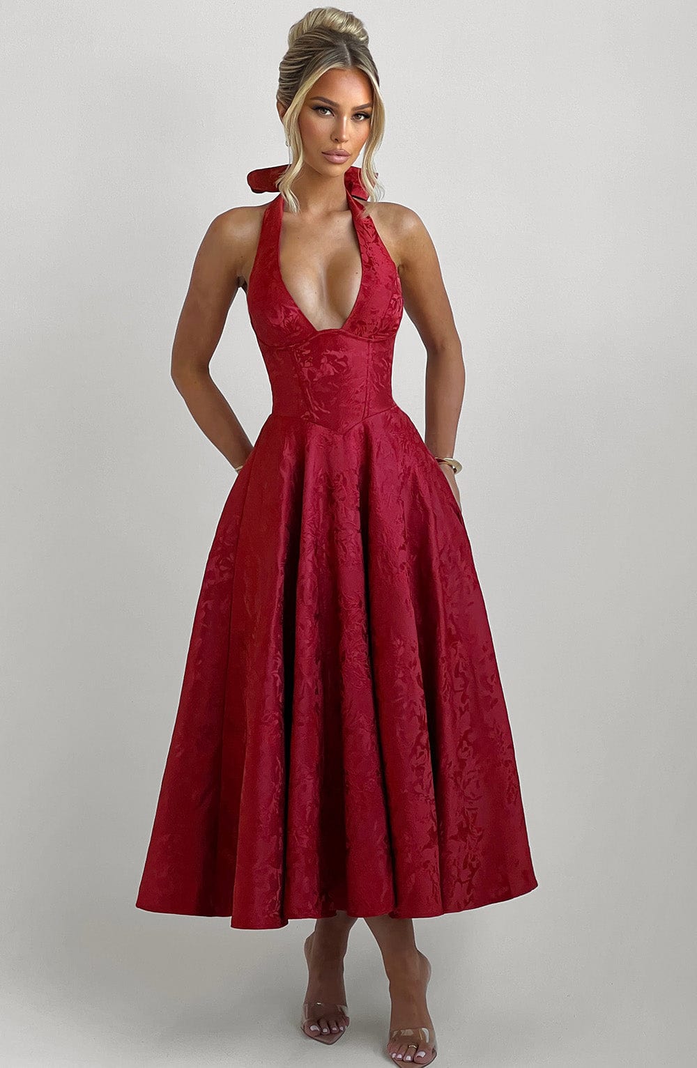Effie Red Midi Dress