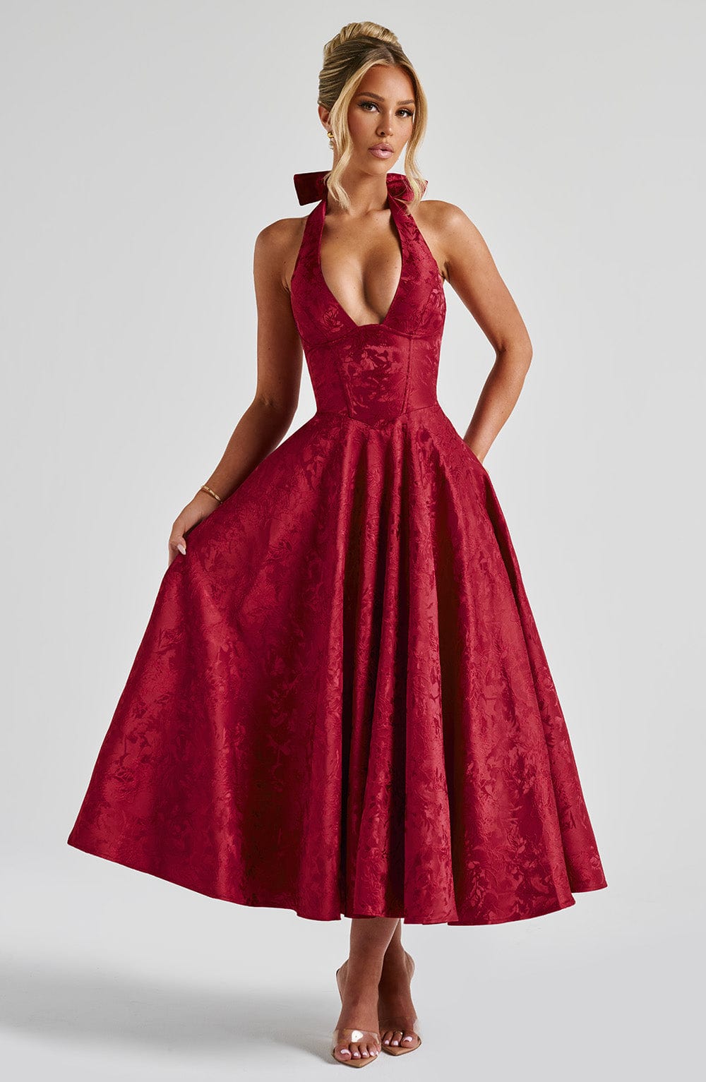 Effie Red Midi Dress