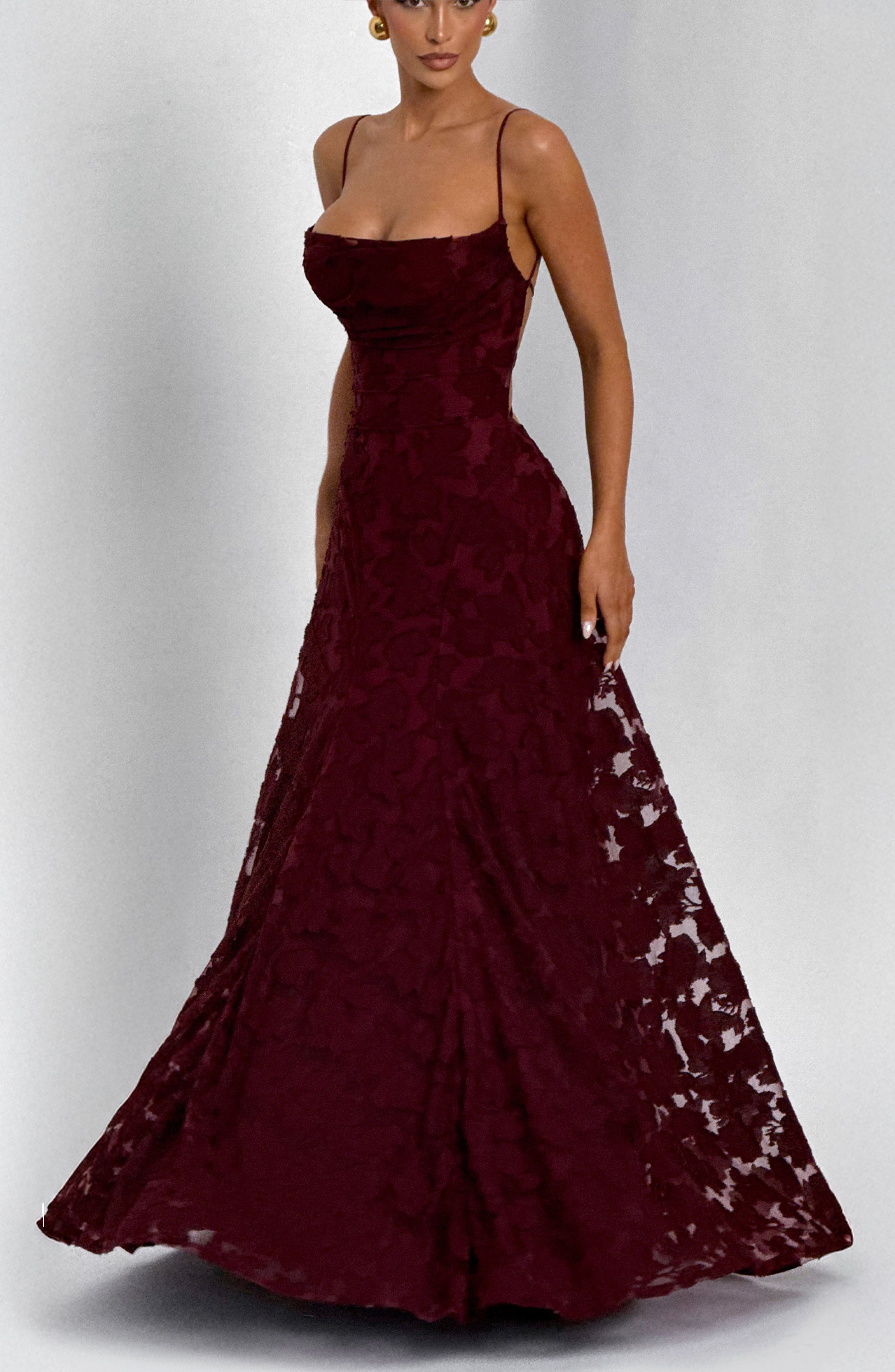 Francis Cherry Lacquer Maxi Dress