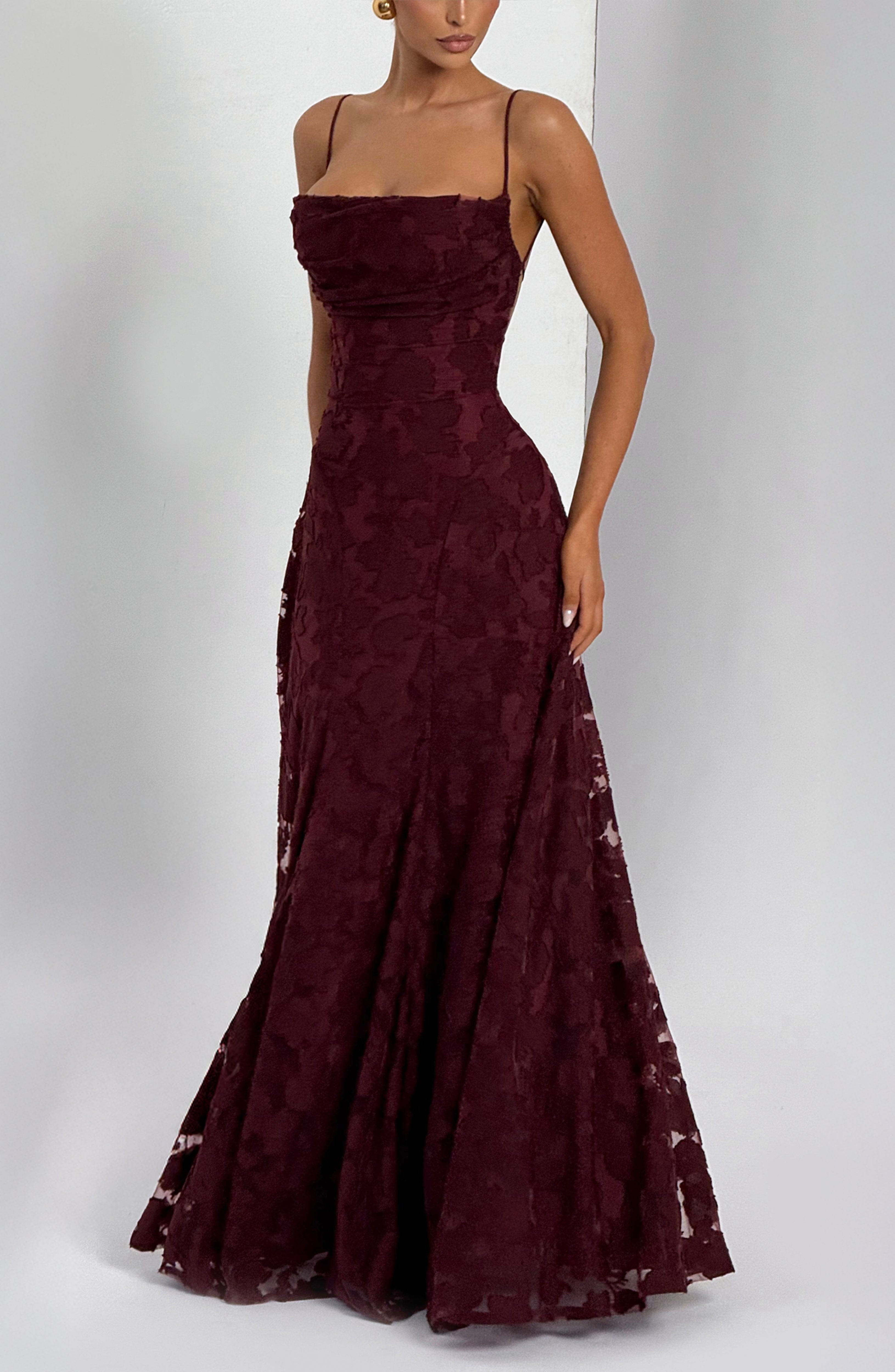 Francis Cherry Lacquer Maxi Dress