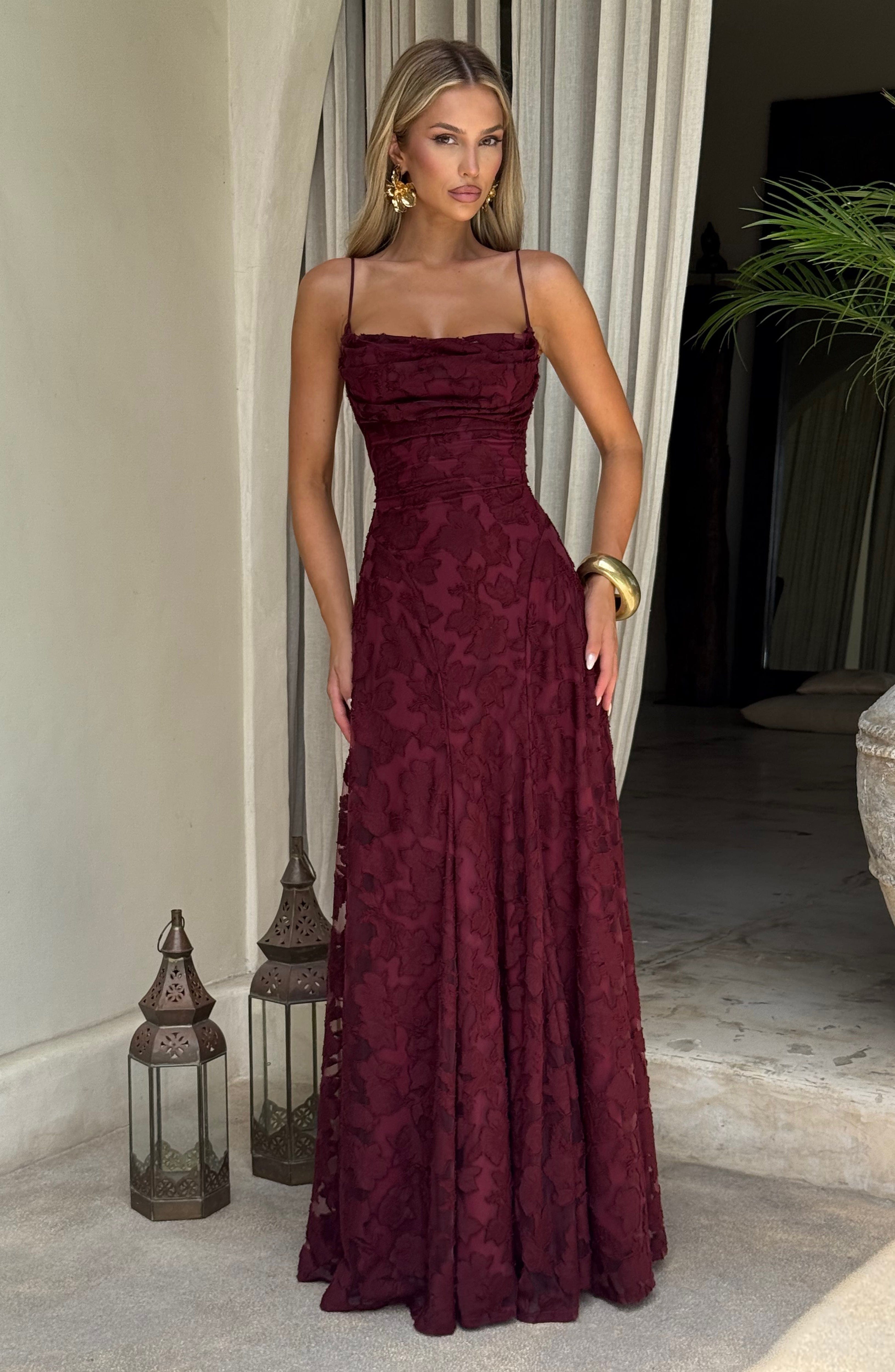Francis Cherry Lacquer Maxi Dress