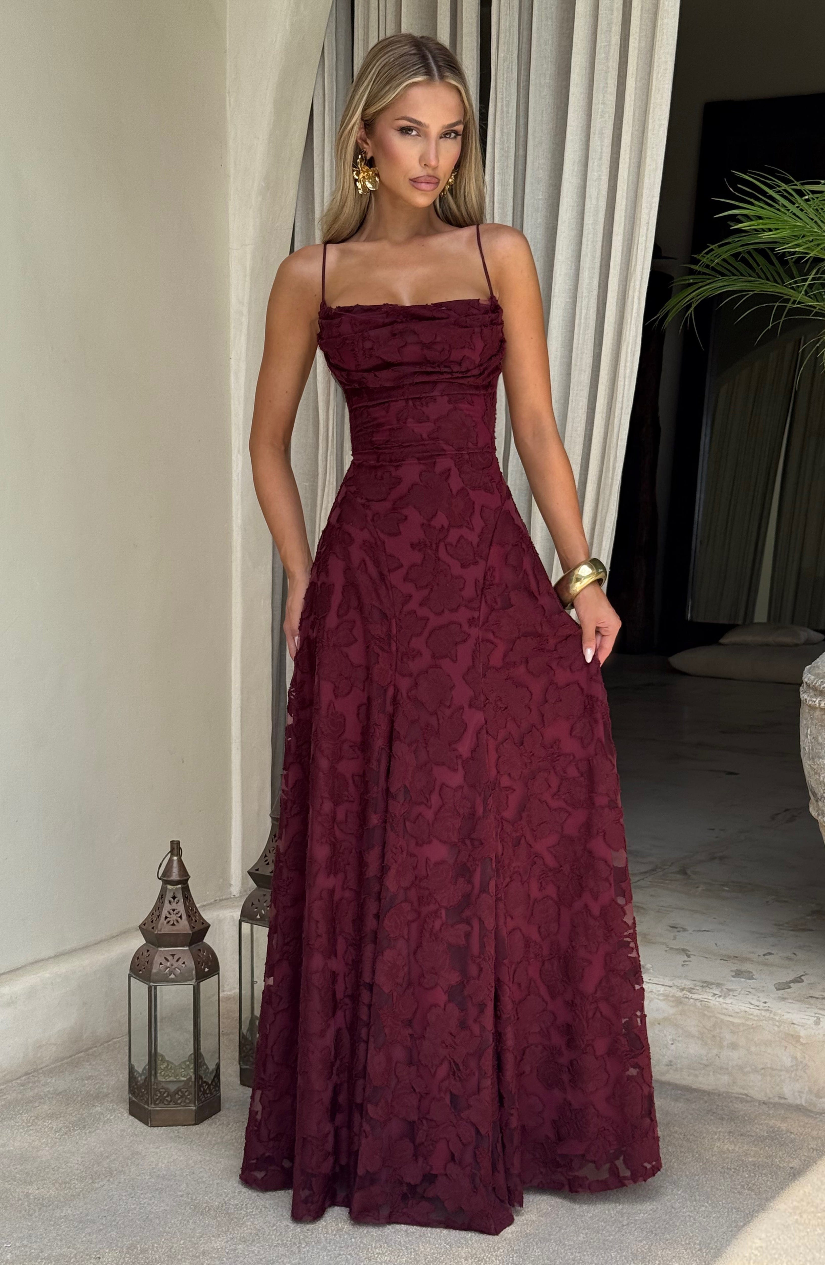 Francis Cherry Lacquer Maxi Dress