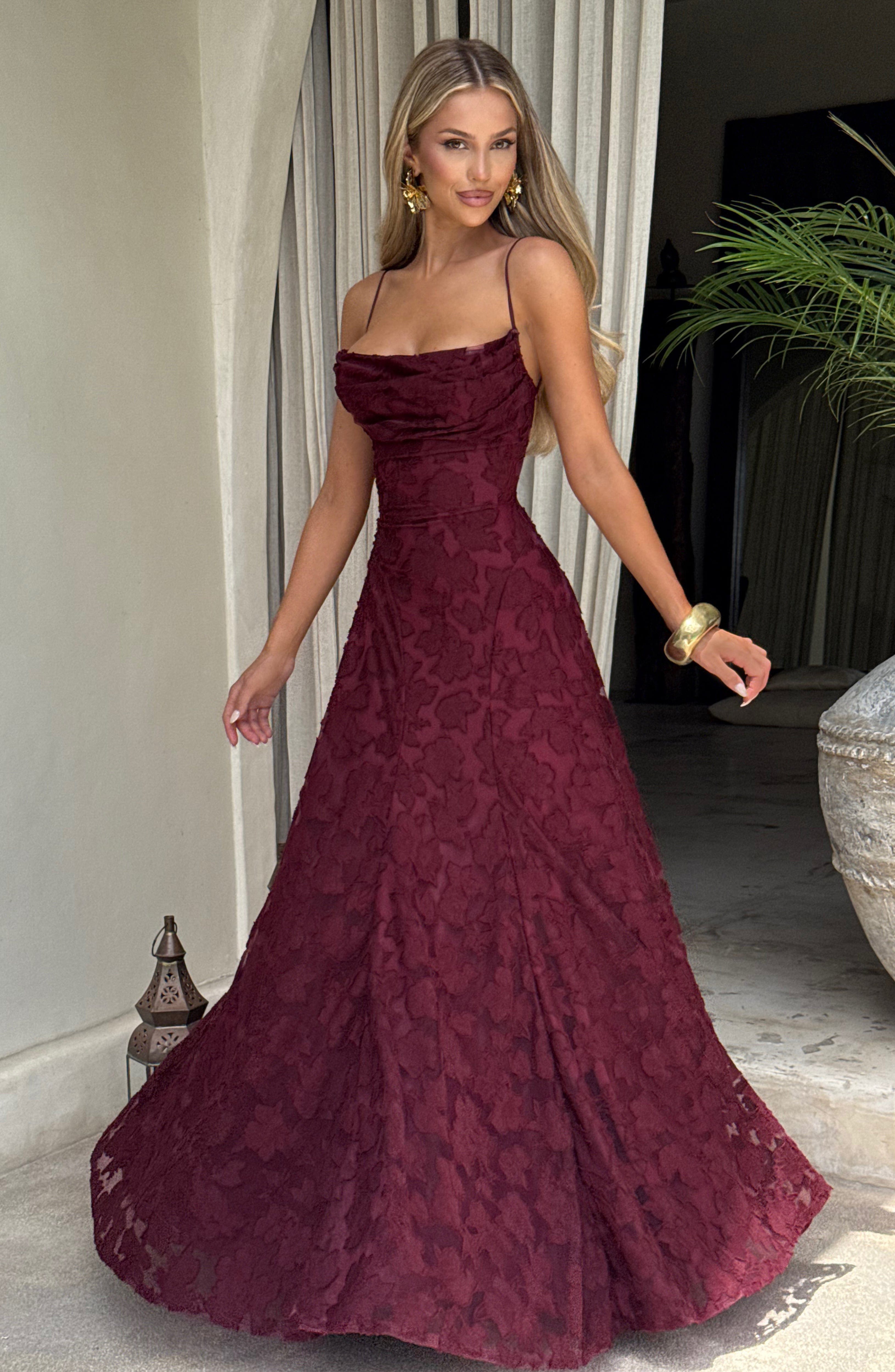 Francis Cherry Lacquer Maxi Dress