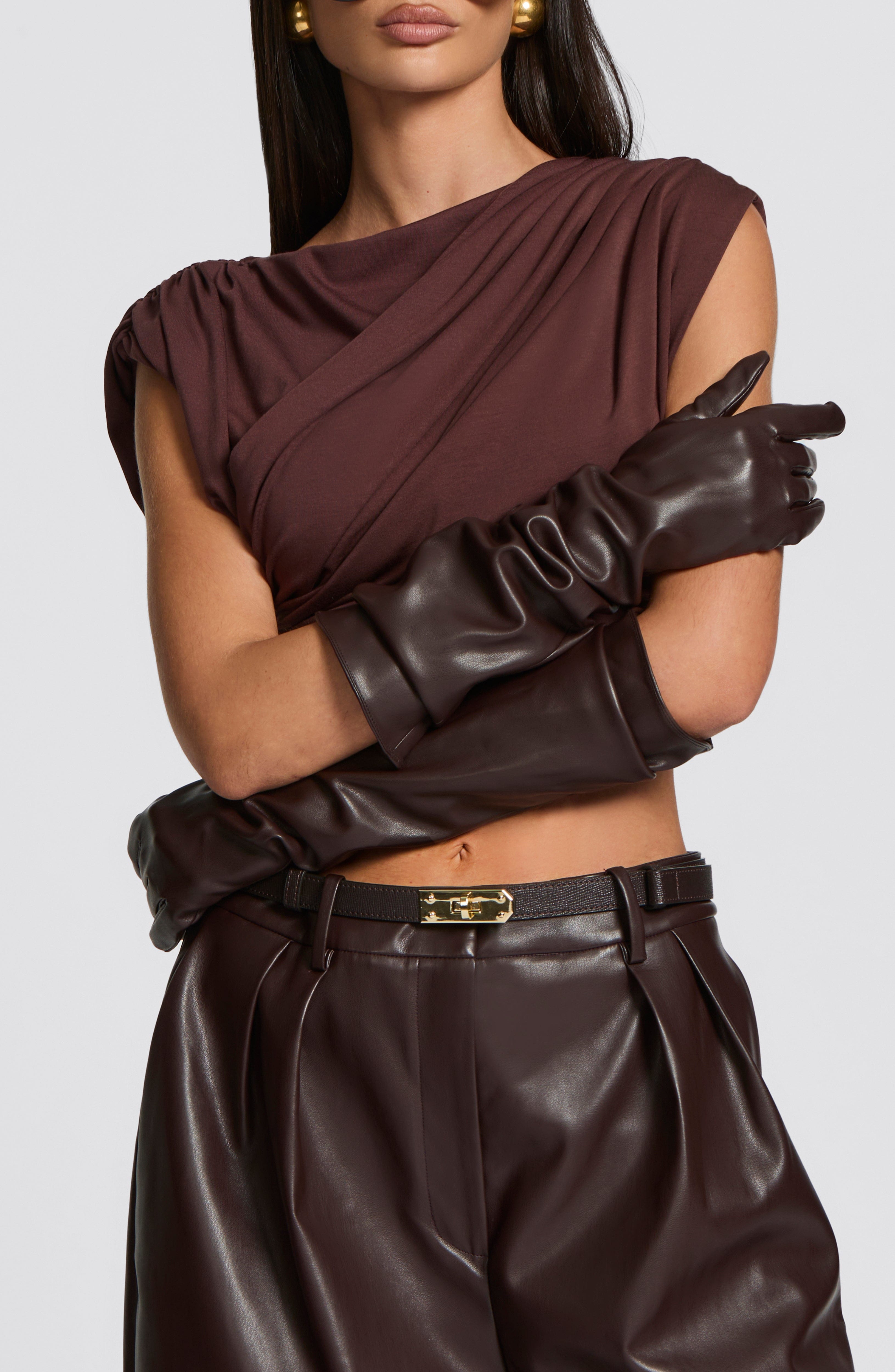 Frankie Plum Brown Gloves