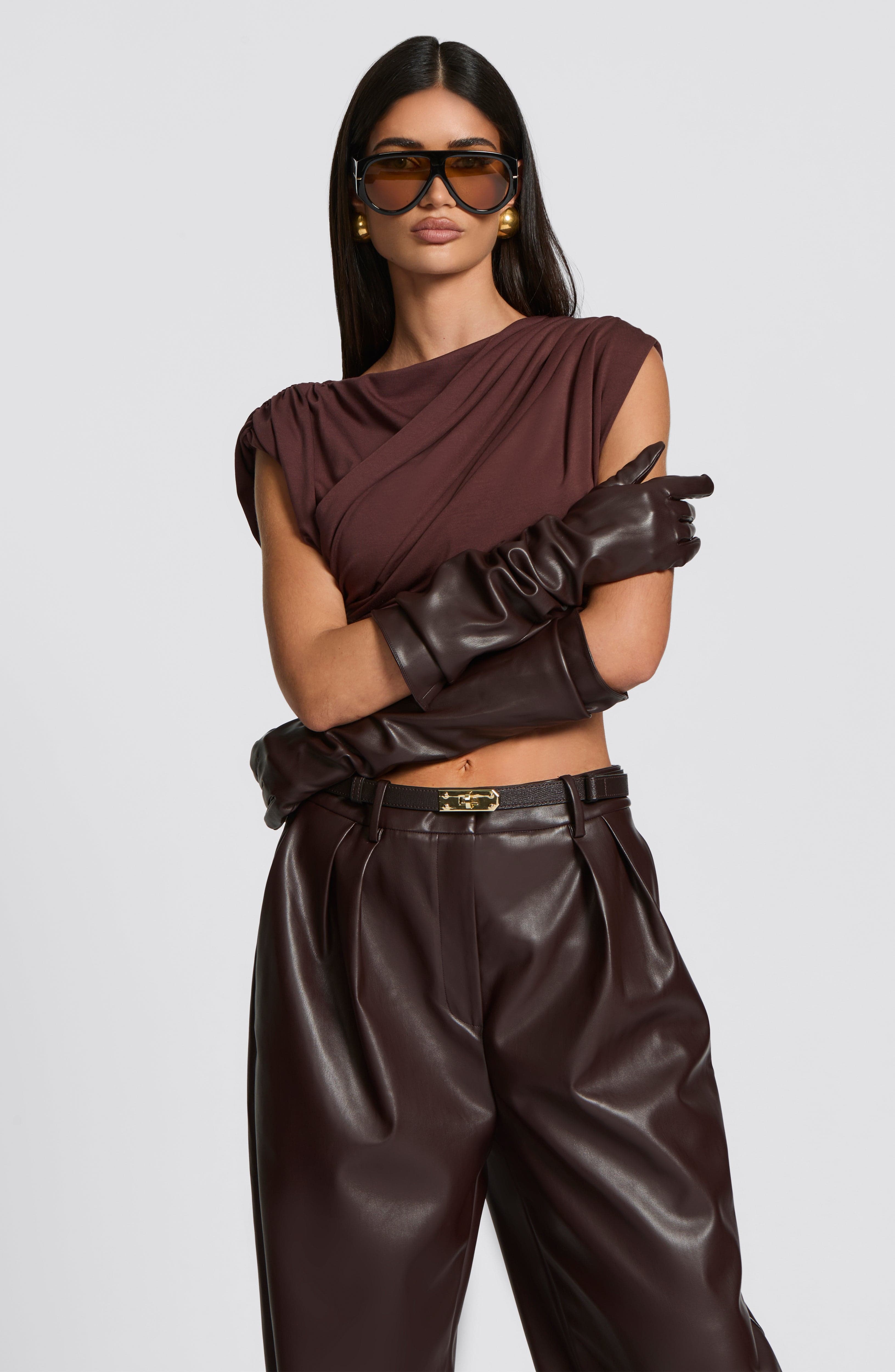 Frankie Plum Brown Gloves