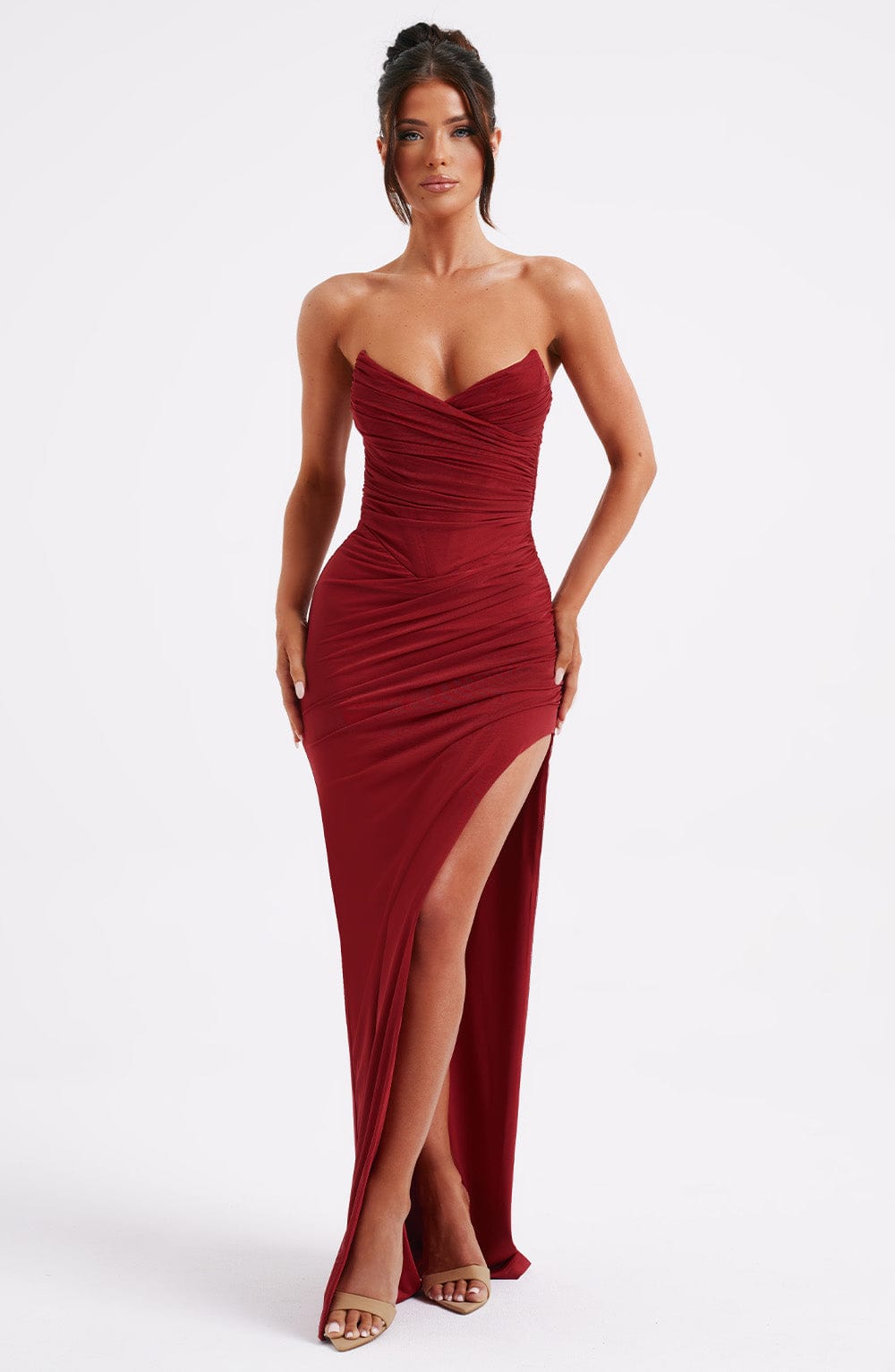Giovanna Wine-Colored Maxi Dress