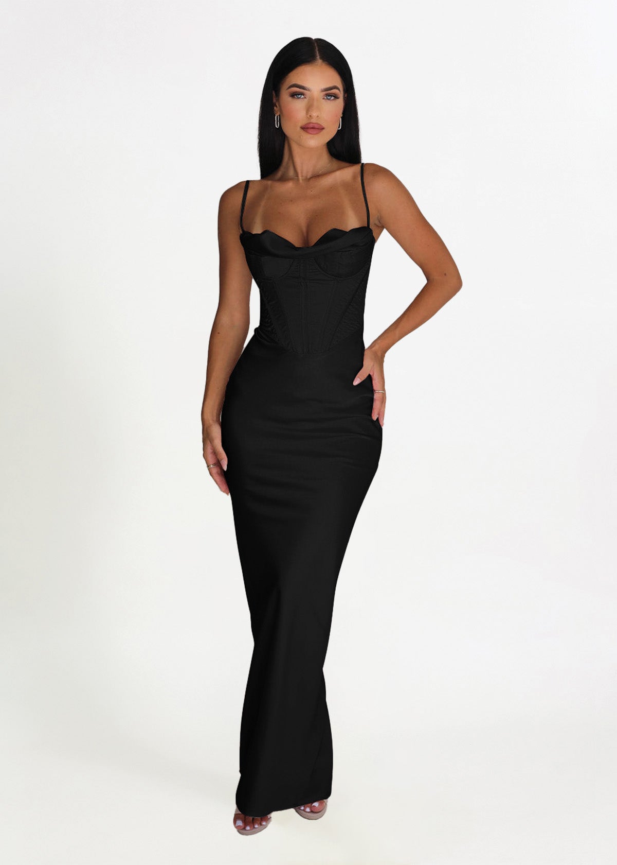 Charmaine Corset Gown in Black ICYBOO