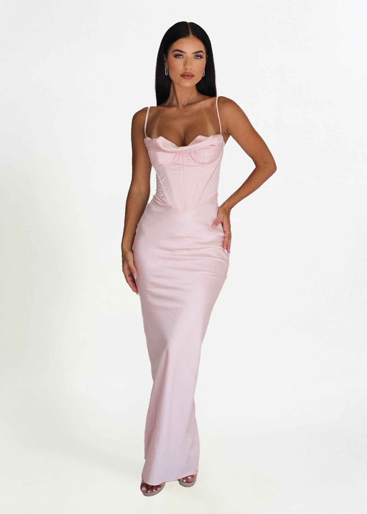 Charmaine Corset Gown in Blush Pink ICYBOO