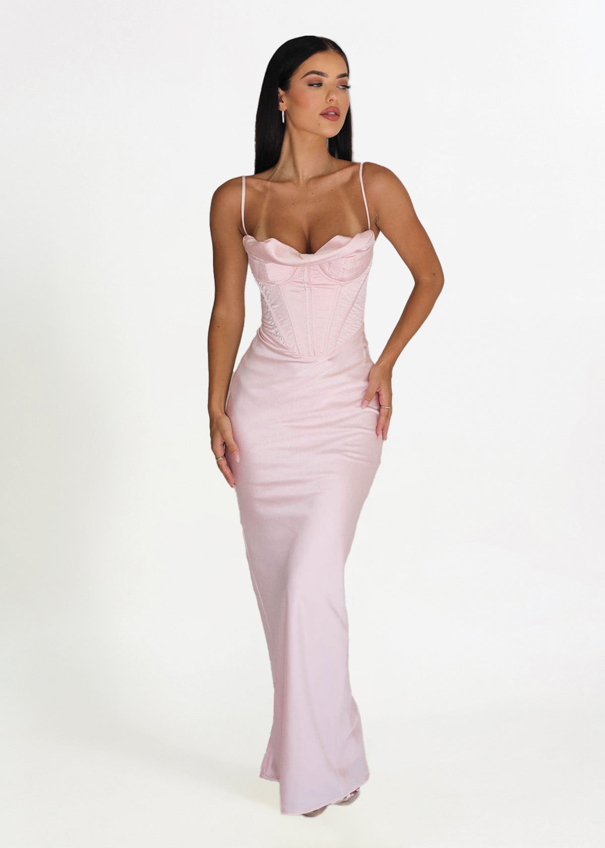Charmaine Corset Gown in Blush Pink ICYBOO